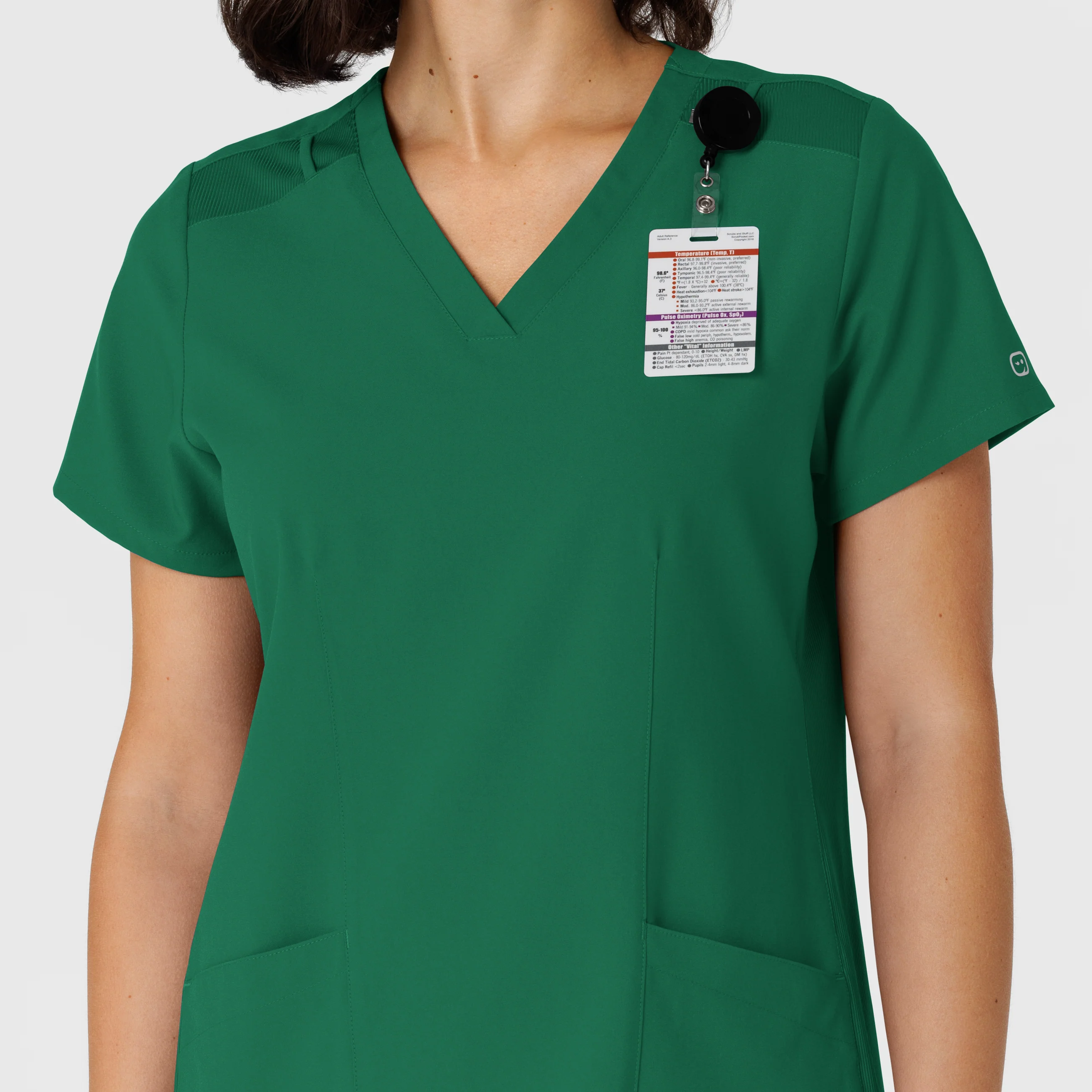 W123 Women's Flex-n-Reach Side Panel V-Neck Scrub Top - Hunter - Image 8