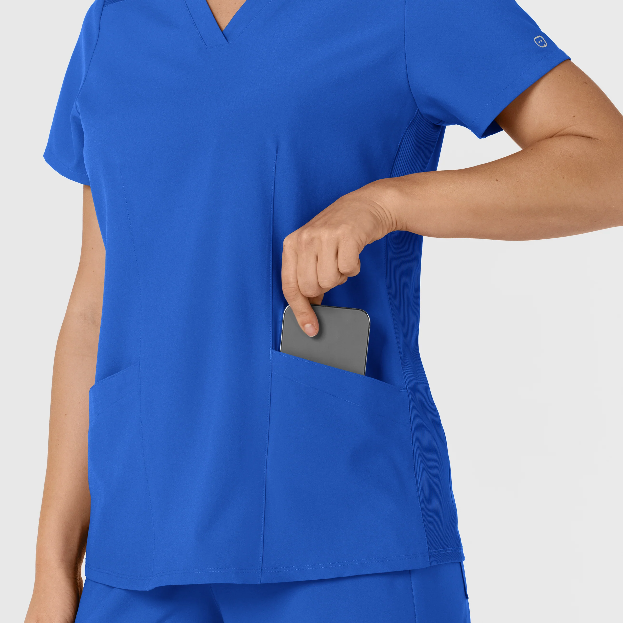 W123 Women's Flex-n-Reach Side Panel V-Neck Scrub Top - Royal - Image 10