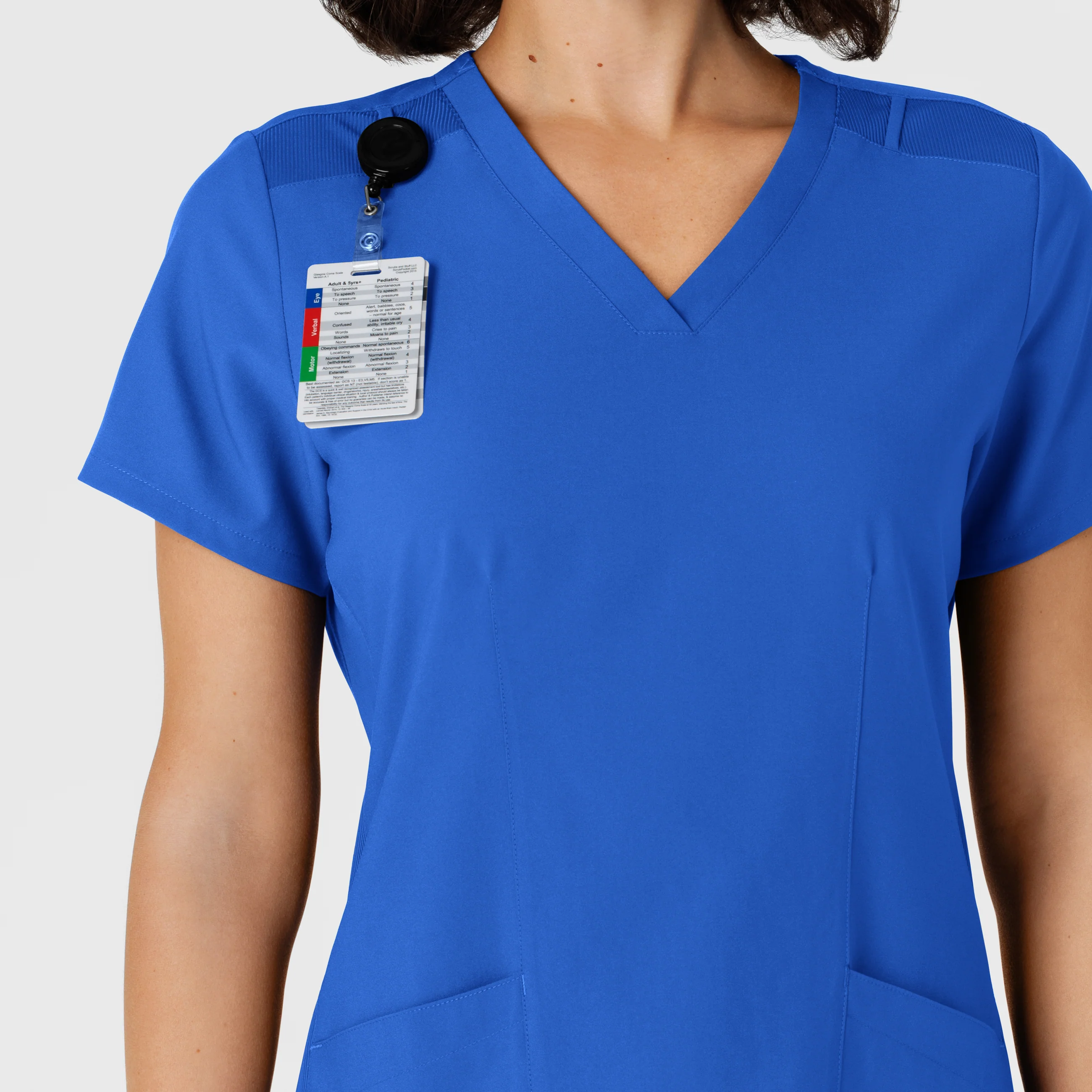 W123 Women's Flex-n-Reach Side Panel V-Neck Scrub Top - Royal - Image 7