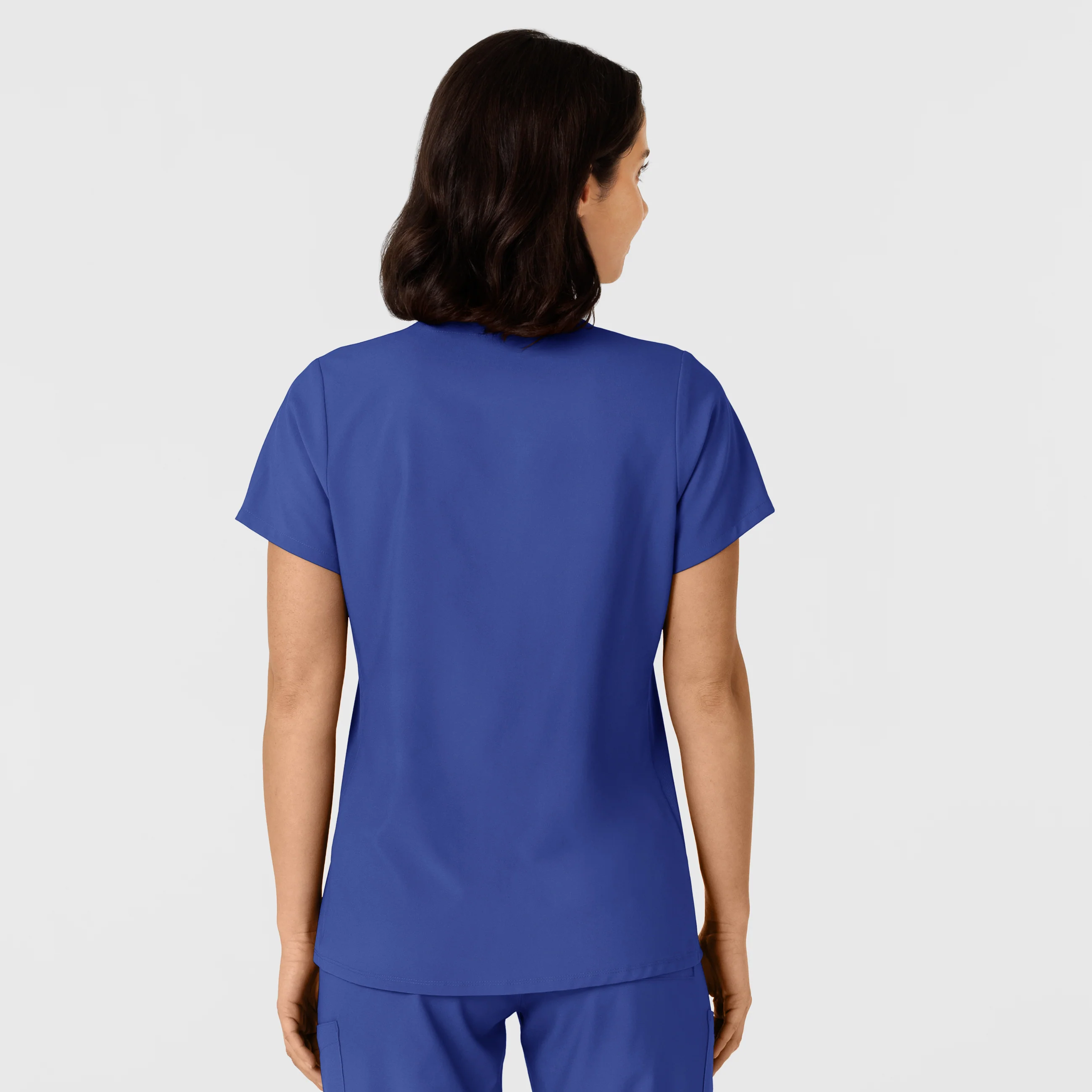 W123 Women's Flex-n-Reach Side Panel V-Neck Scrub Top - Galaxy Blue - Image 2