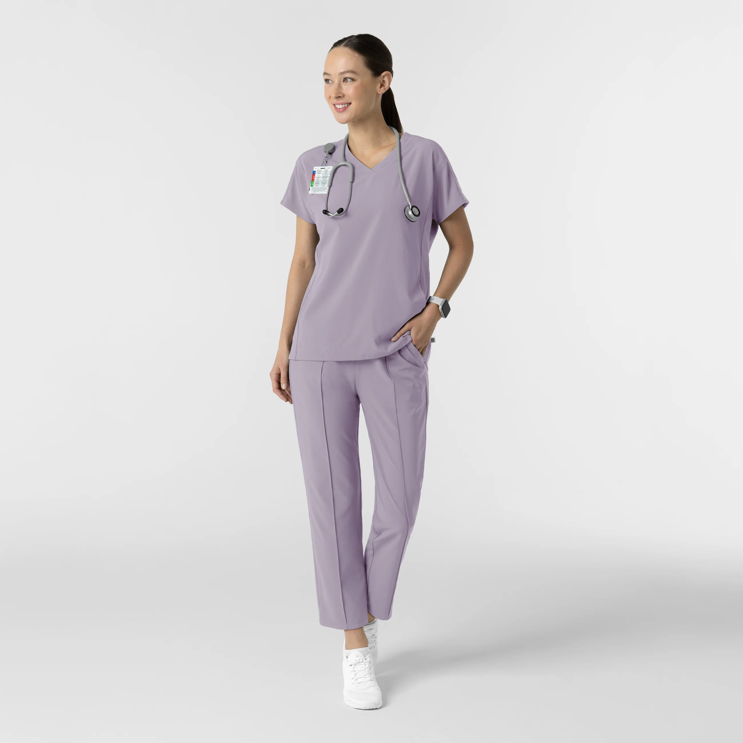 RENEW Women's V-Neck Tunic Scrub Top - Wisteria - Image 3