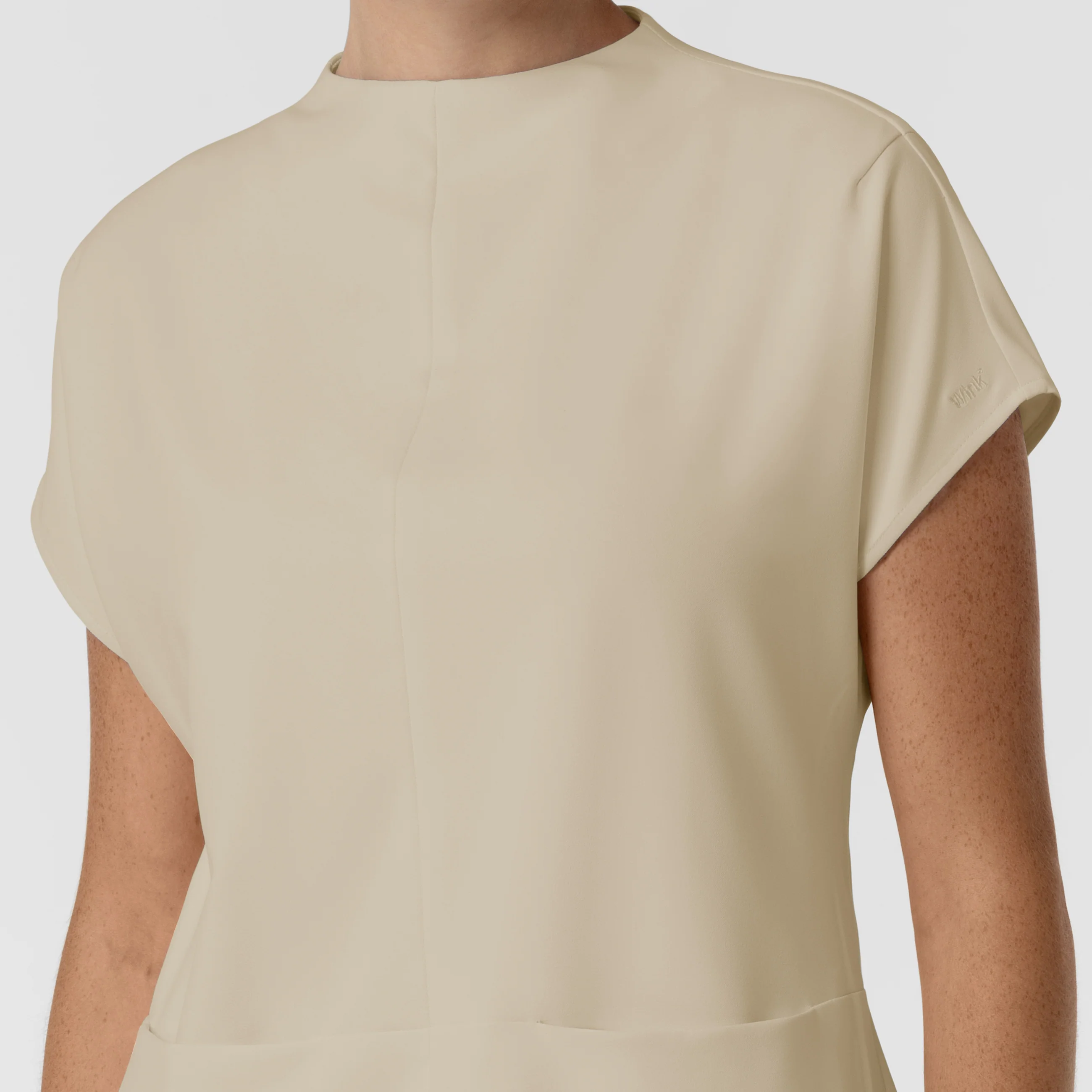 BLK Edit Women's Mock Neck Scrub Blouse - Coconut Milk - Image 6