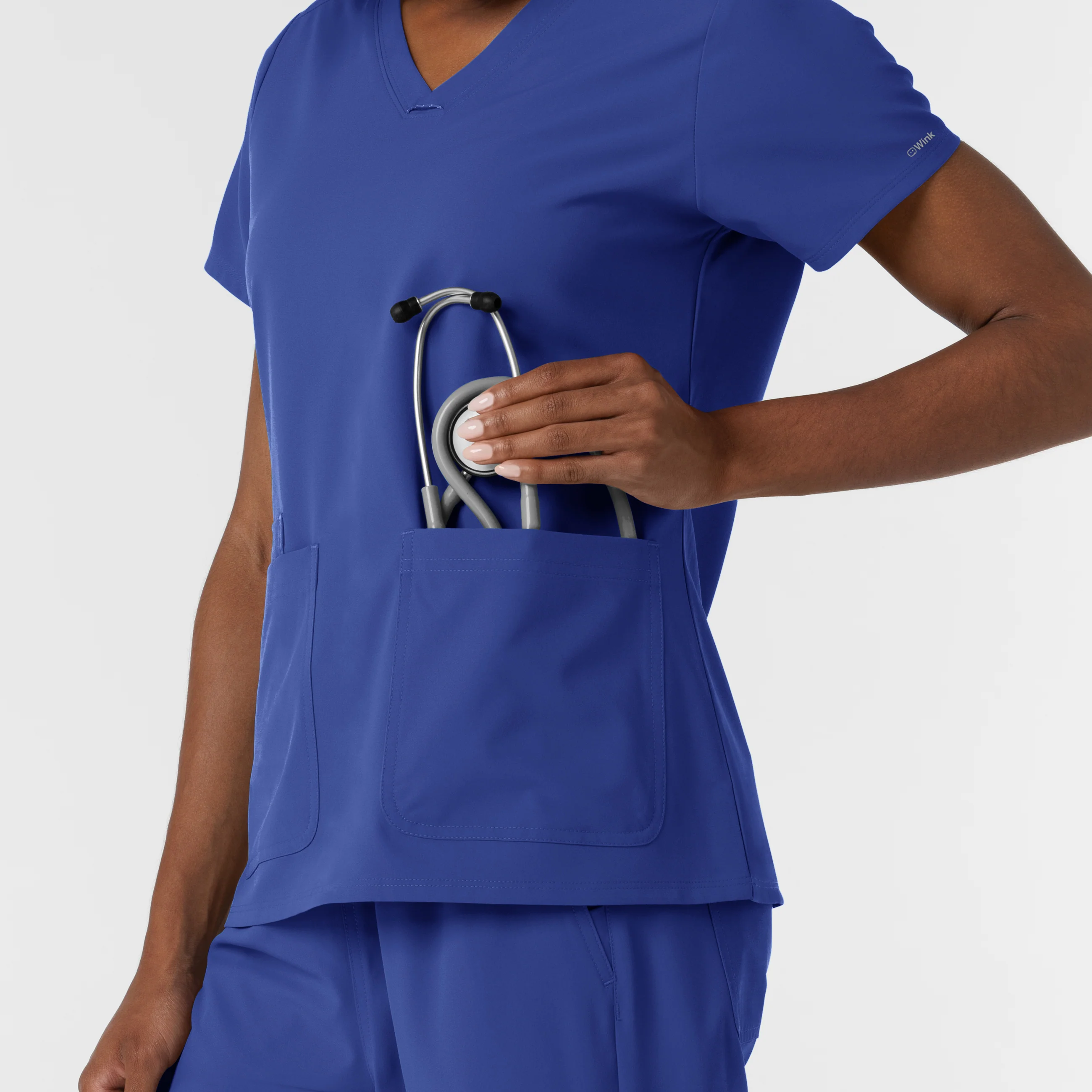 NURTUR Women's V-Neck Scrub Top - Galaxy Blue - Image 10