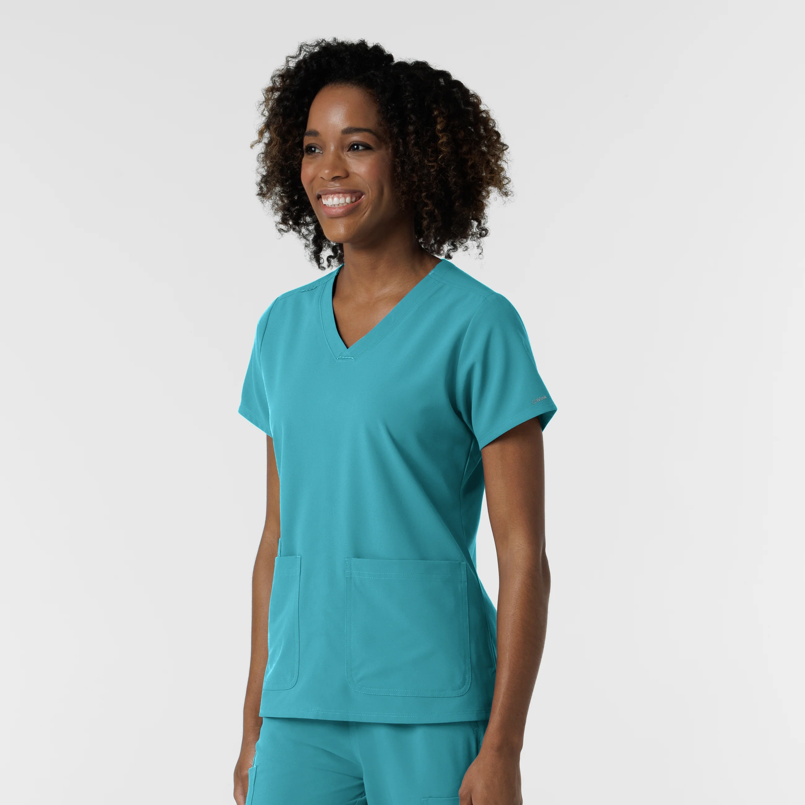 Nurtur Women's V-Neck Scrub Top - Teal Blue - Image 4