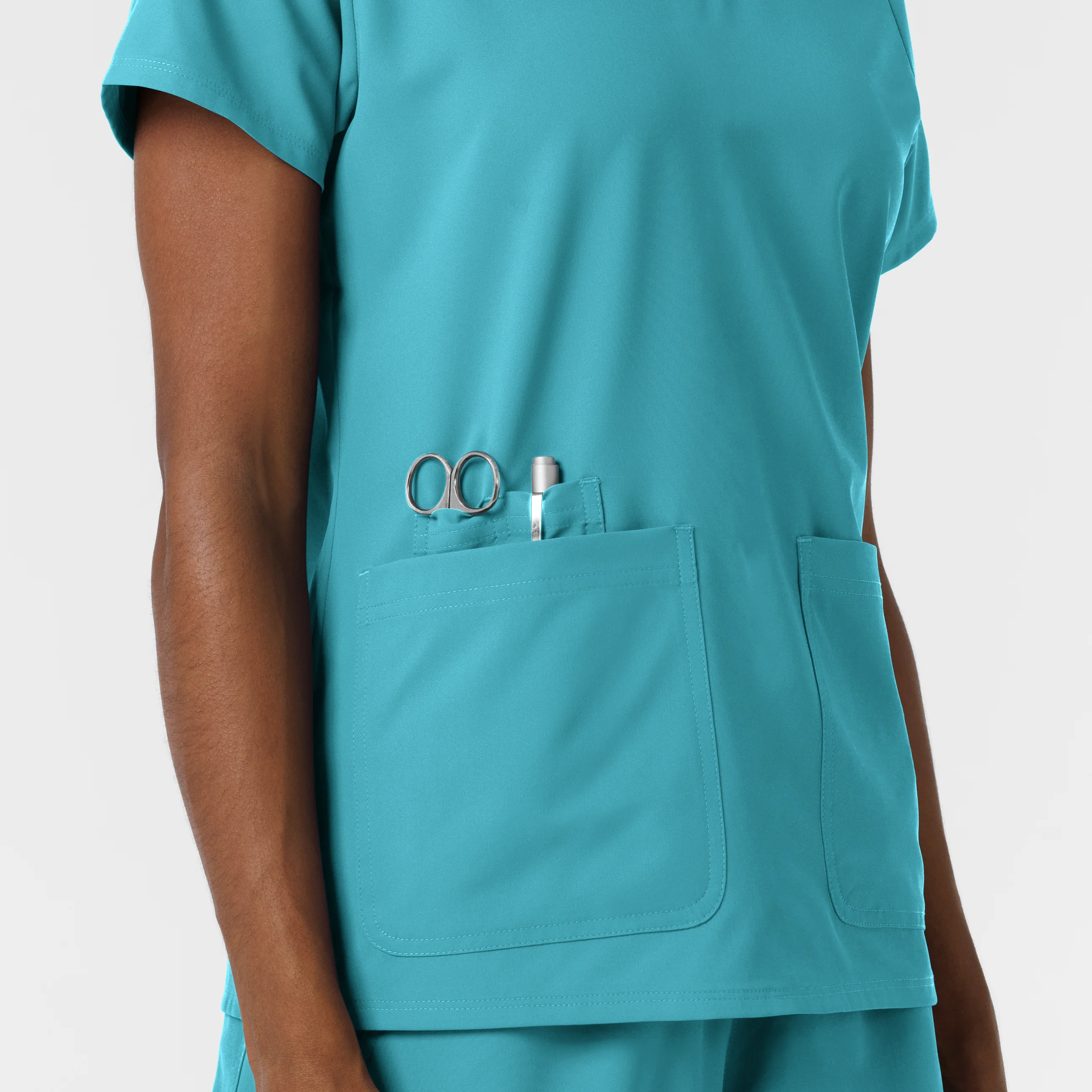Nurtur Women's V-Neck Scrub Top - Teal Blue - Image 9