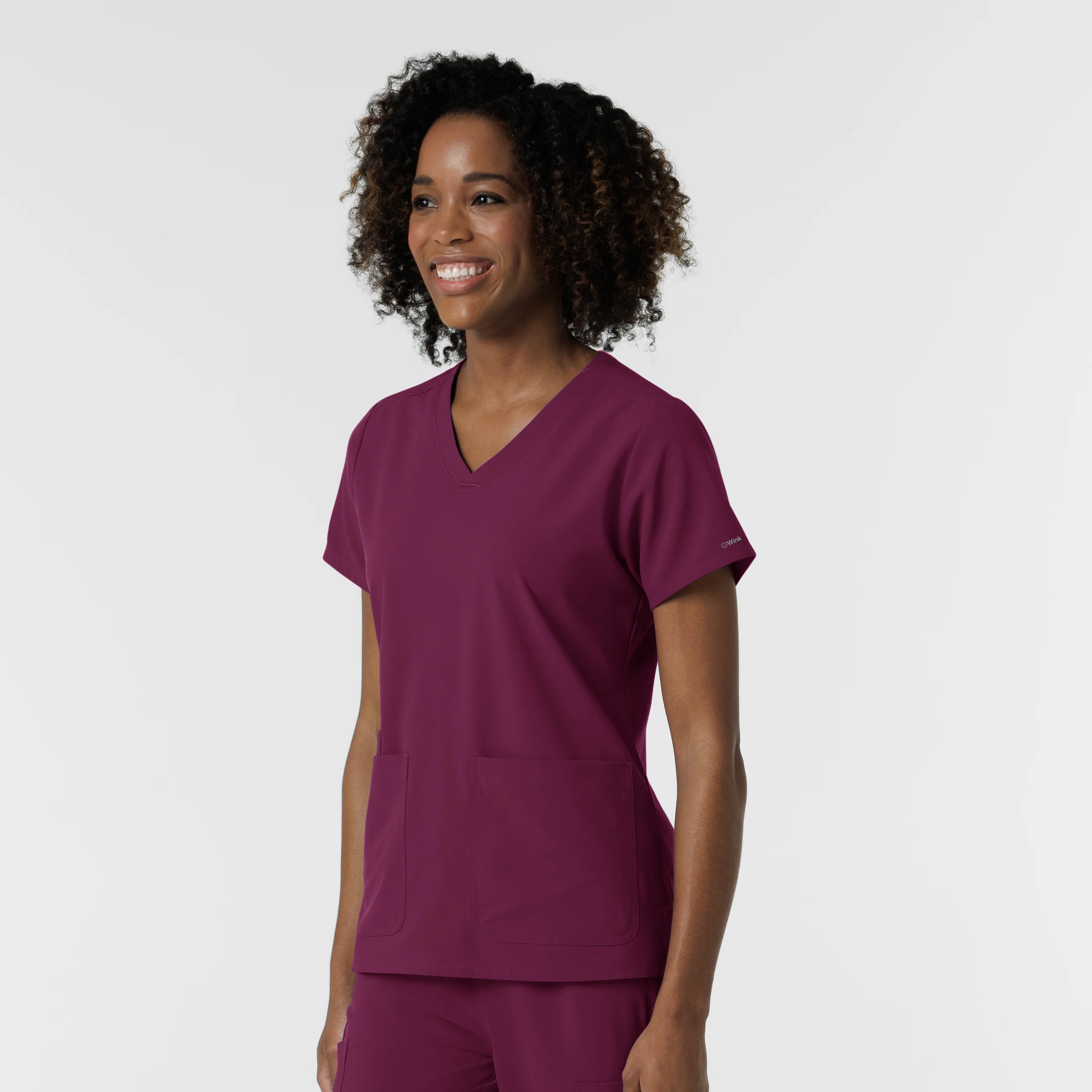 NURTUR Women's V-Neck Scrub Top - Wine - Image 4