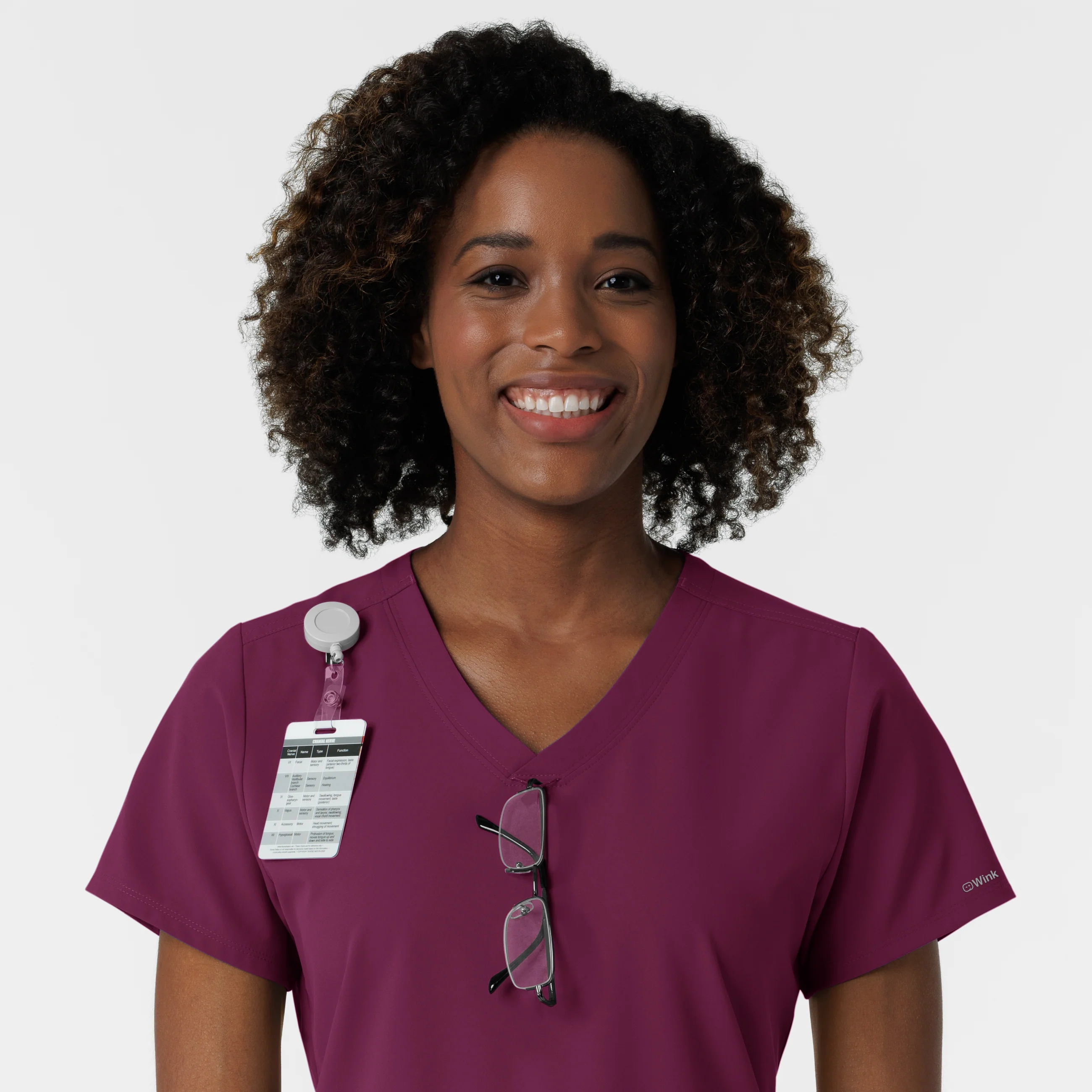 NURTUR Women's V-Neck Scrub Top - Wine - Image 7