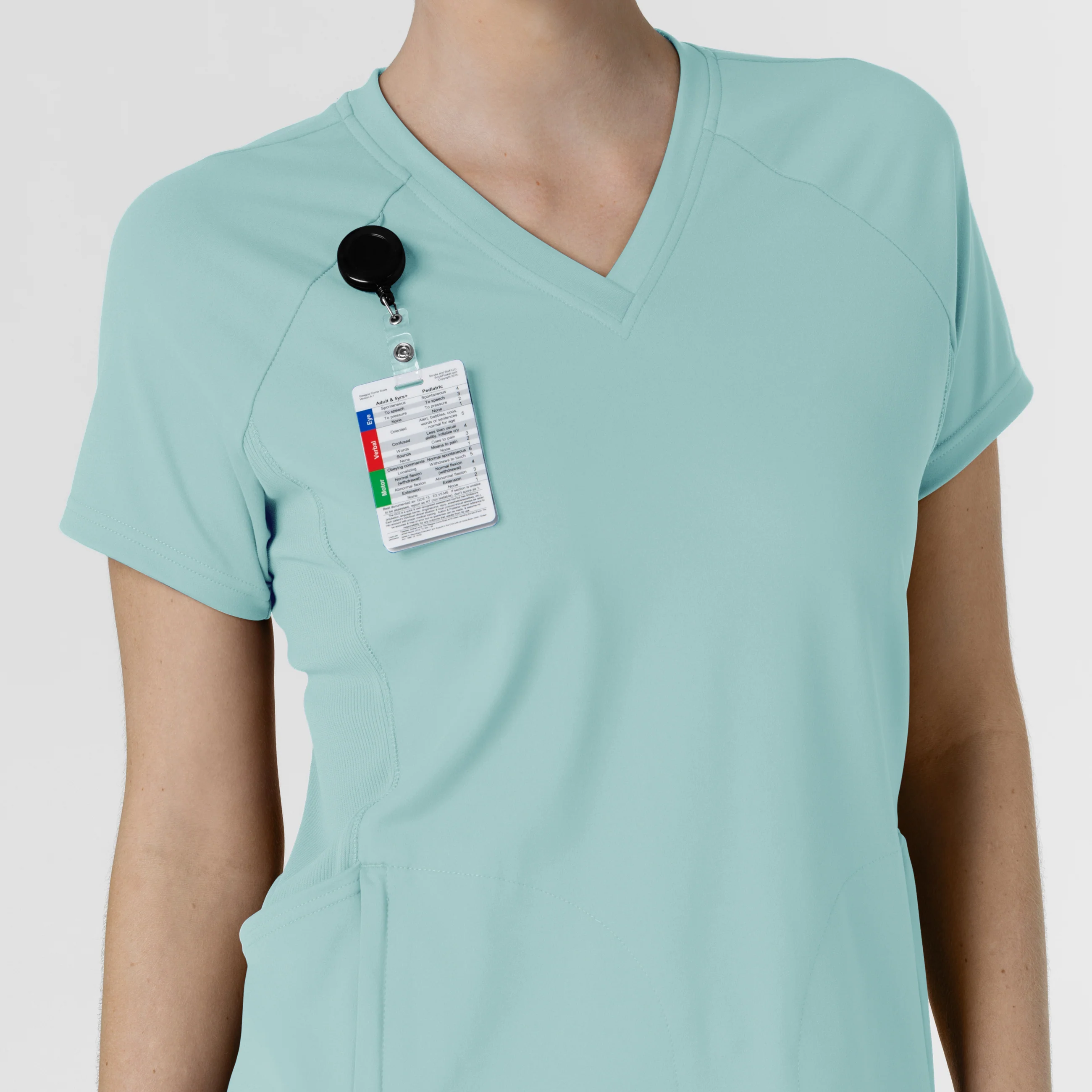RENEW Knit Women's Flex-n-Reach V-Neck Raglan Scrub Top - Coastal Blue - Image 6