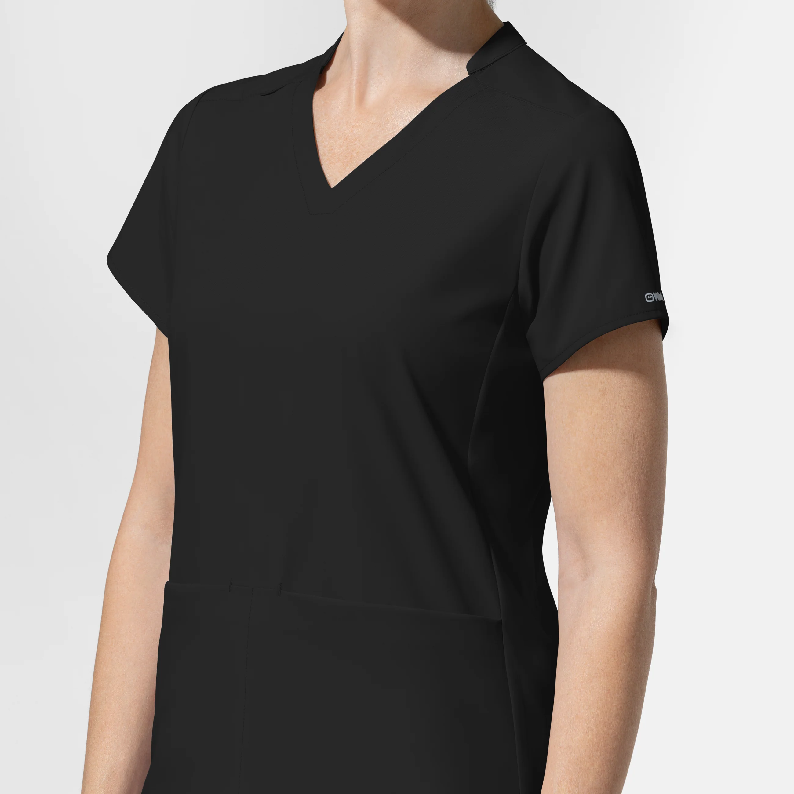 AURA Women's Allure V-Neck 2 Pocket Scrub Top - Black - Image 7