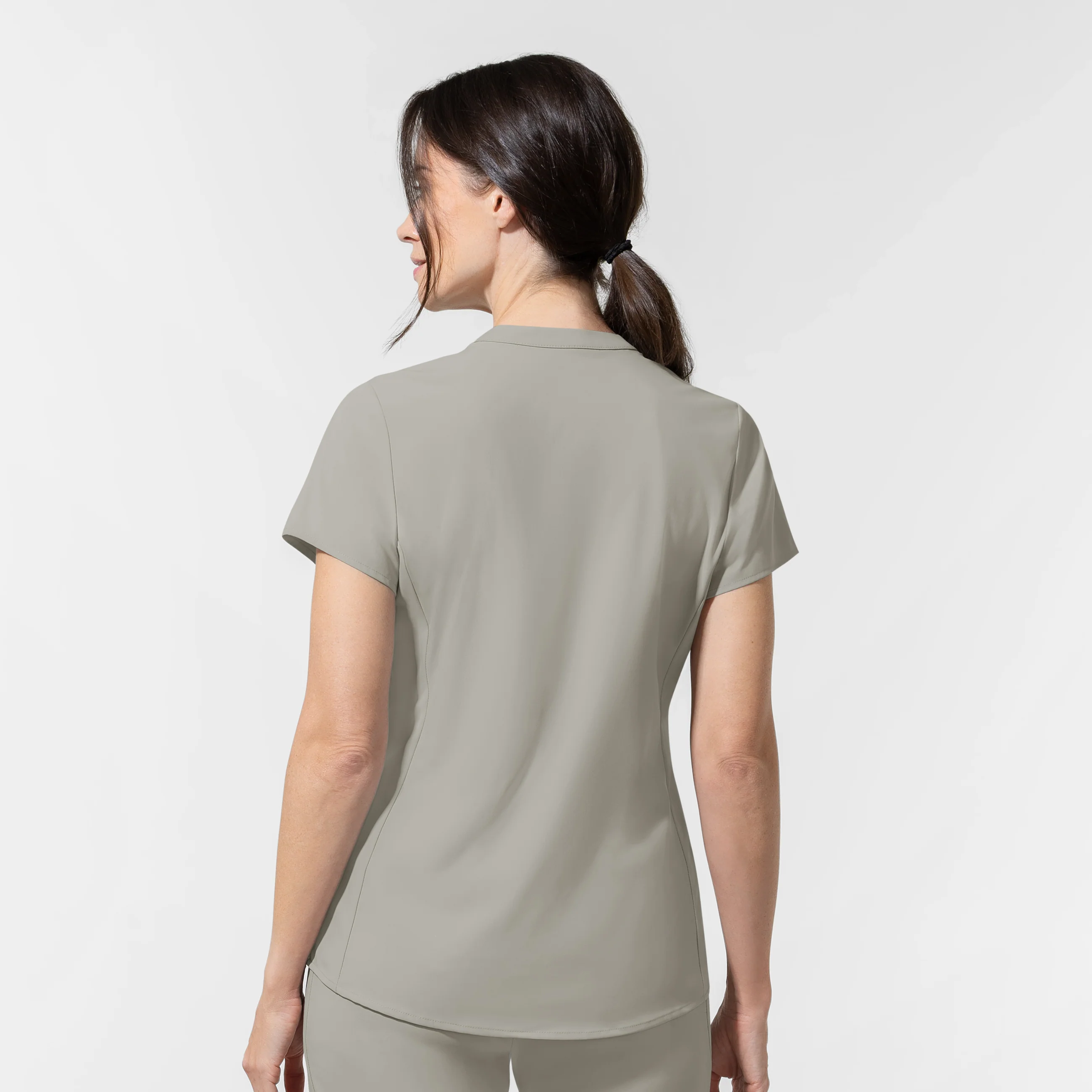 AURA Women's Allure V-Neck 2 Pocket Scrub Top - Cool Gray - Image 2