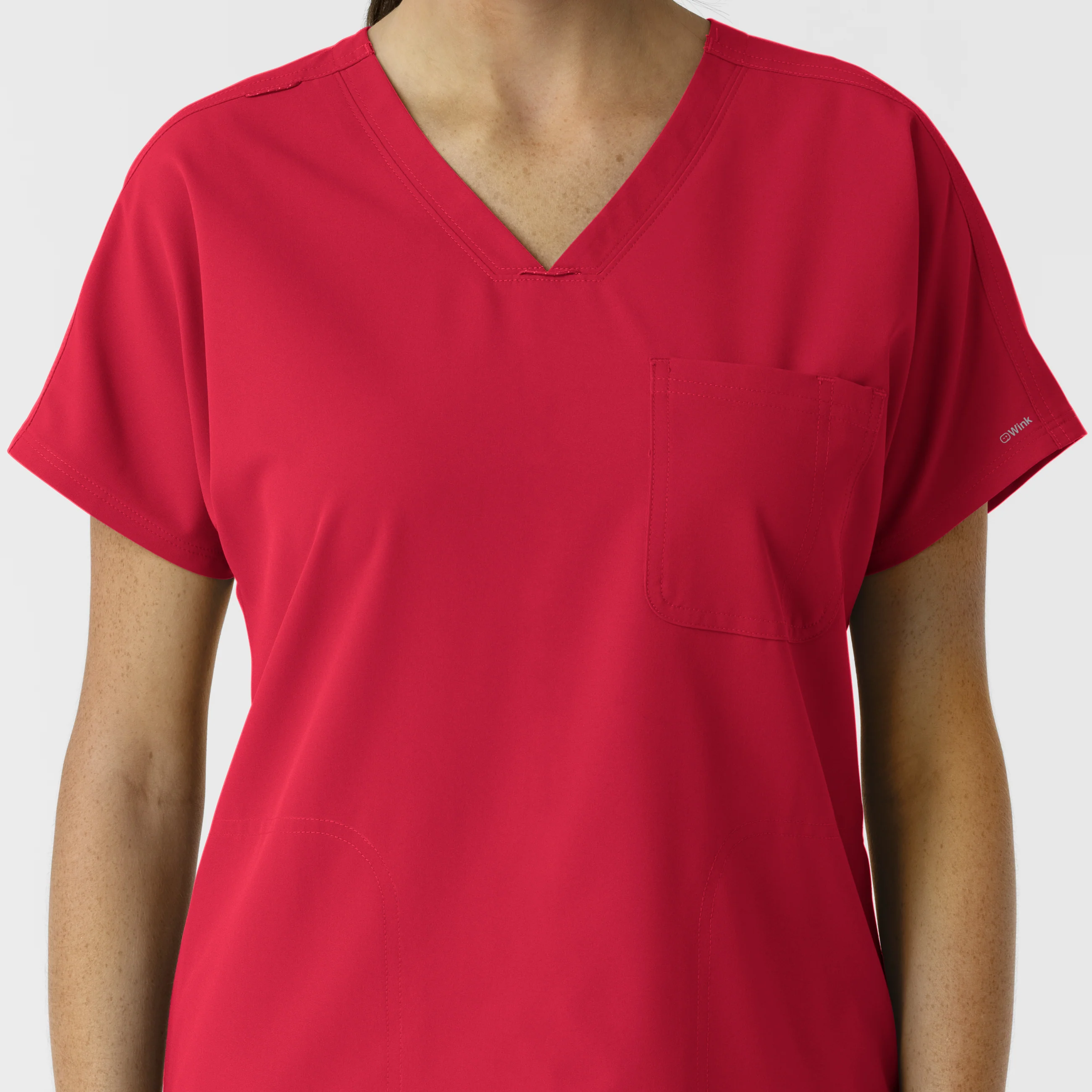 Nurtur Women's Drop Shoulder Tunic Scrub Top - Red - Image 5