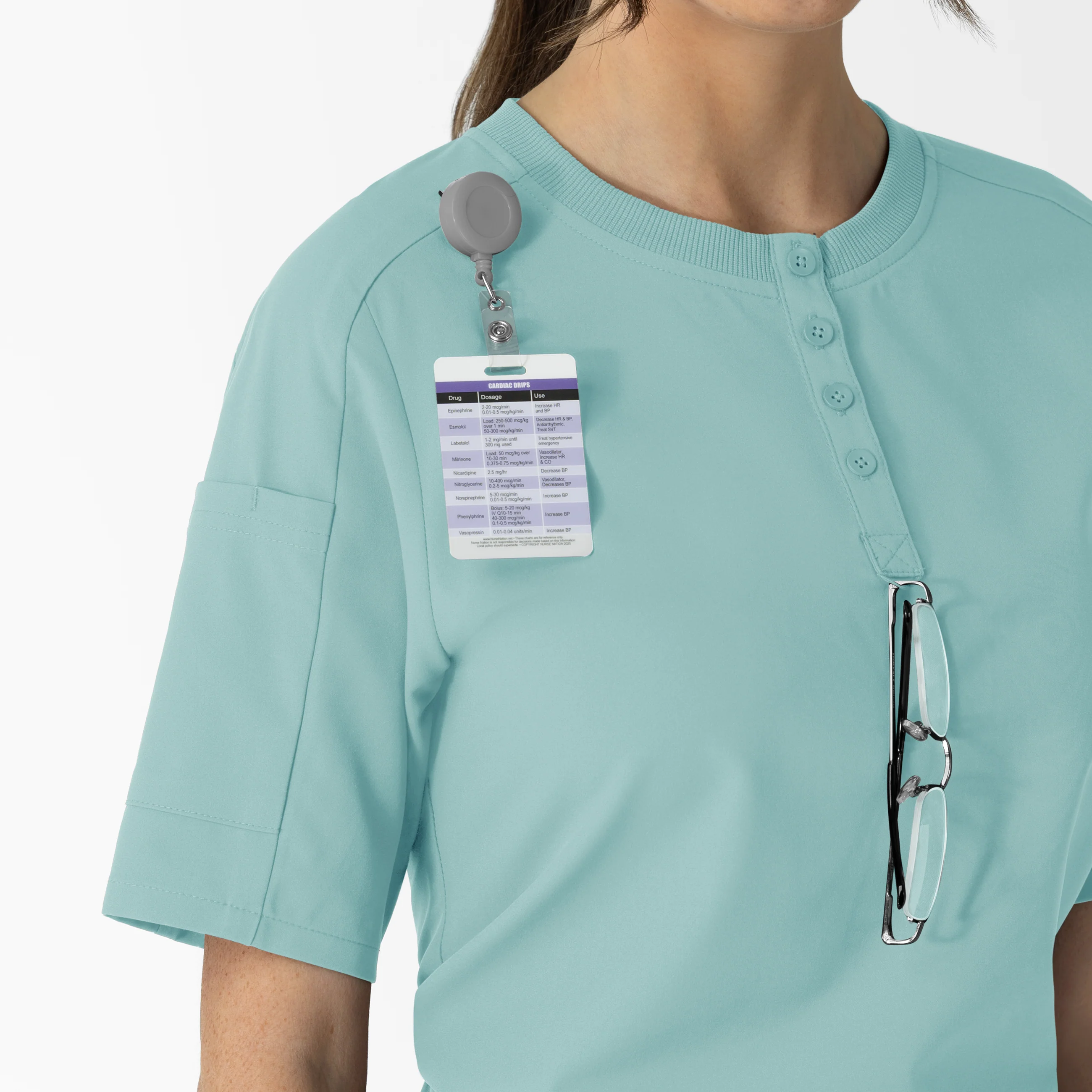 RENEW Women's Tuck-In Henley Scrub Top - Coastal Blue - Image 8