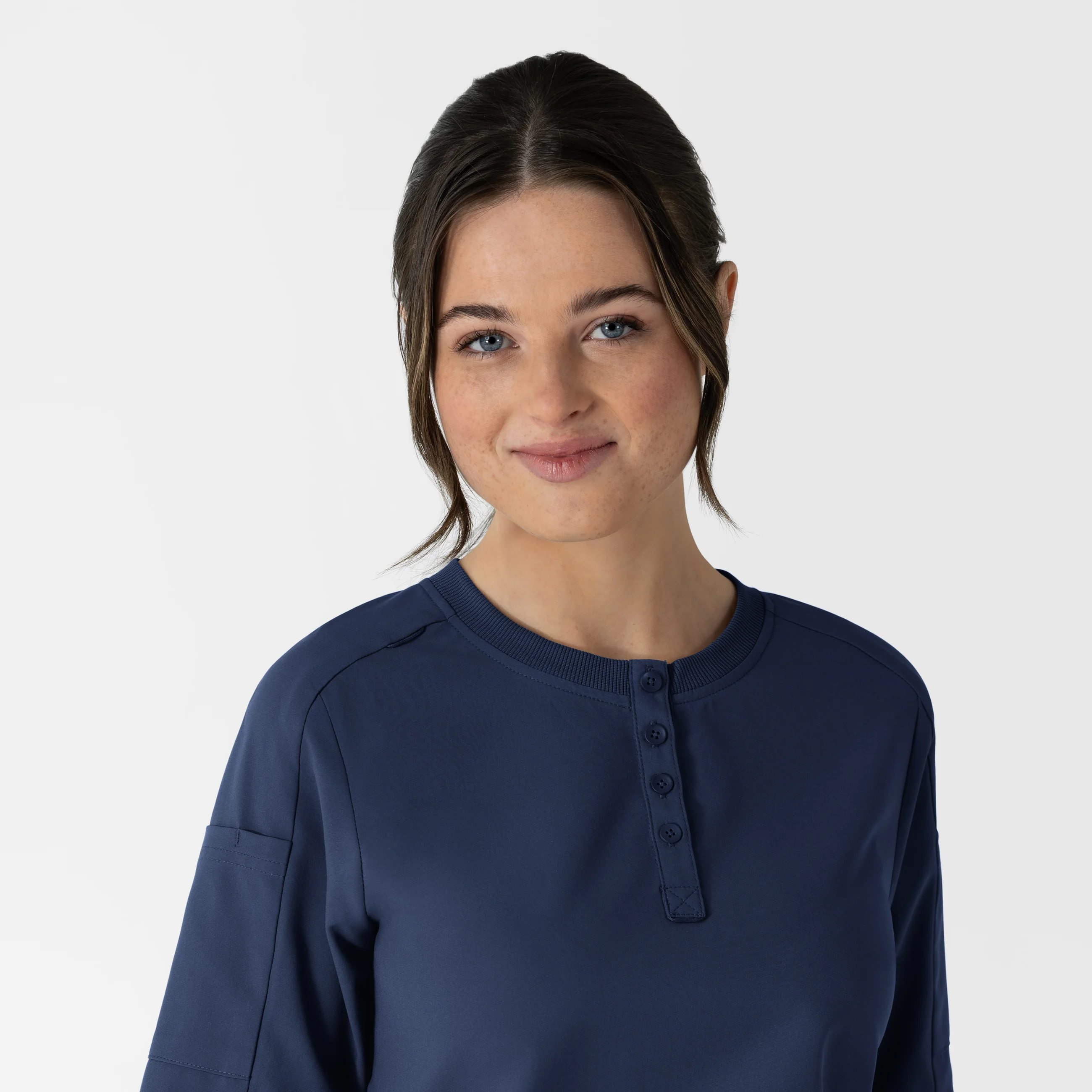 RENEW Women's Tuck-In Henley Scrub Top - Navy - Image 10