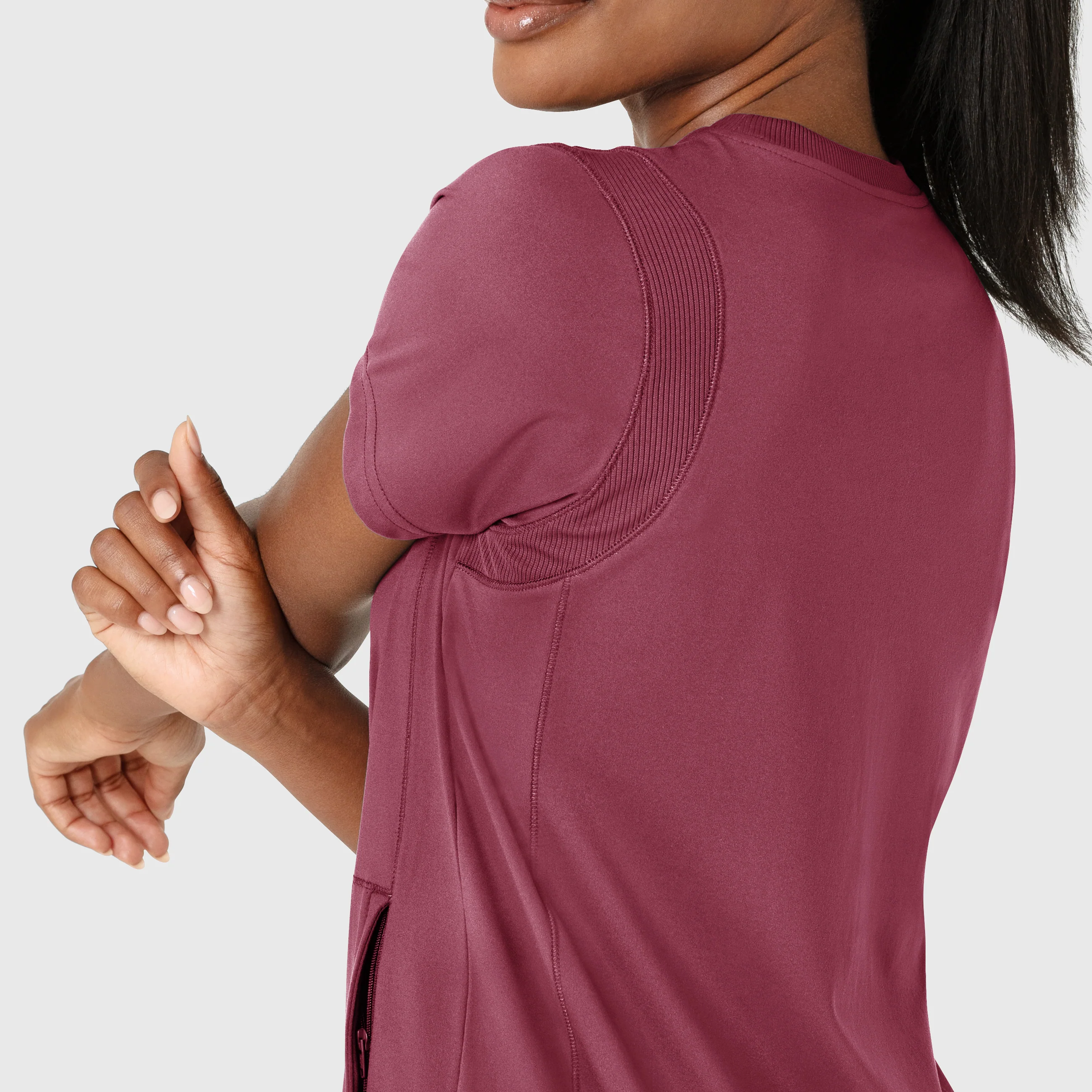 RENEW Knit Women's Flex-n-Reach Crew Neck Scrub Top - Carnation - Image 7