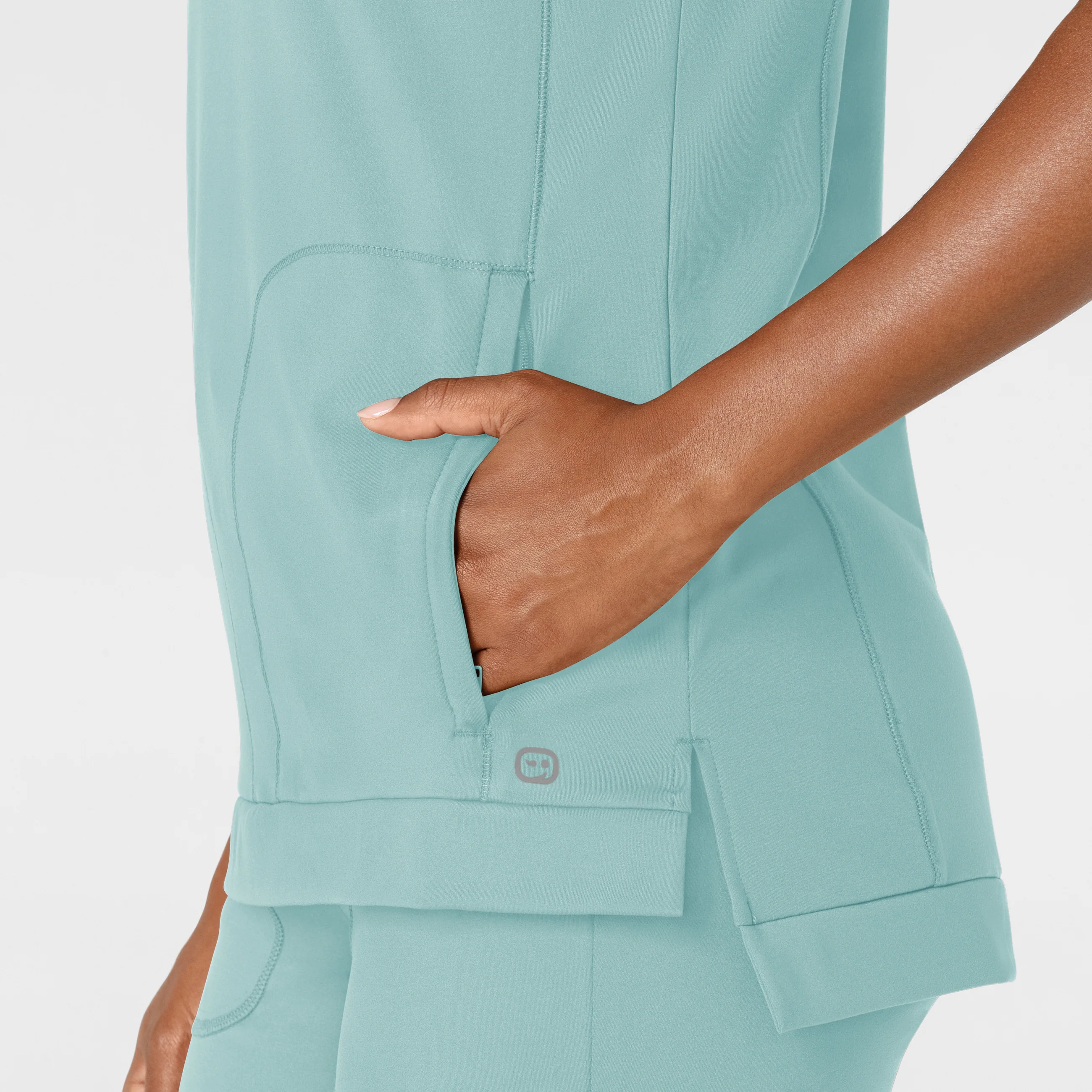 RENEW Knit Women's Flex-n-Reach Crew Neck Scrub Top - Coastal Blue - Image 6