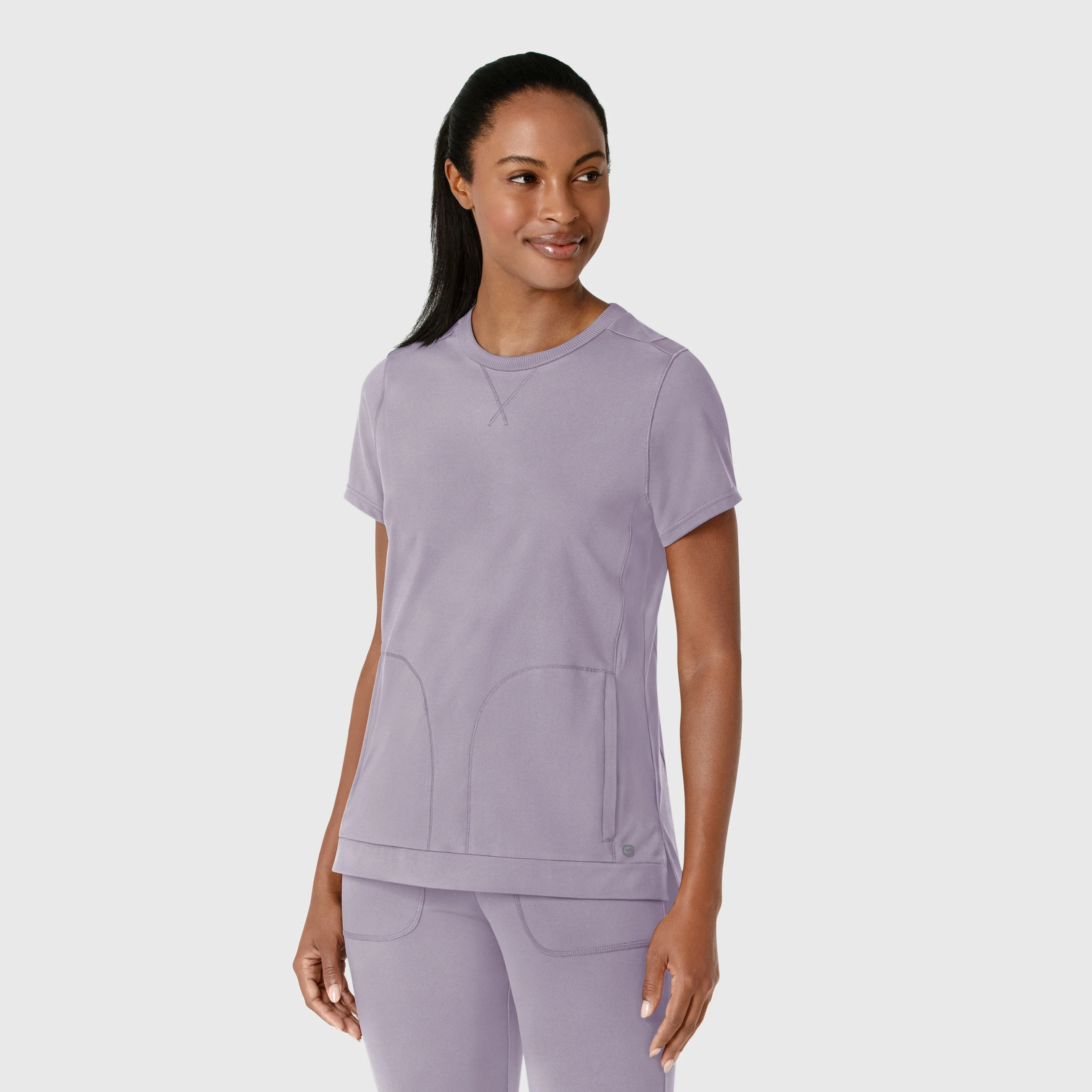 RENEW Knit Women's Flex-n-Reach Crew Neck Scrub Top - Wisteria - Image 3