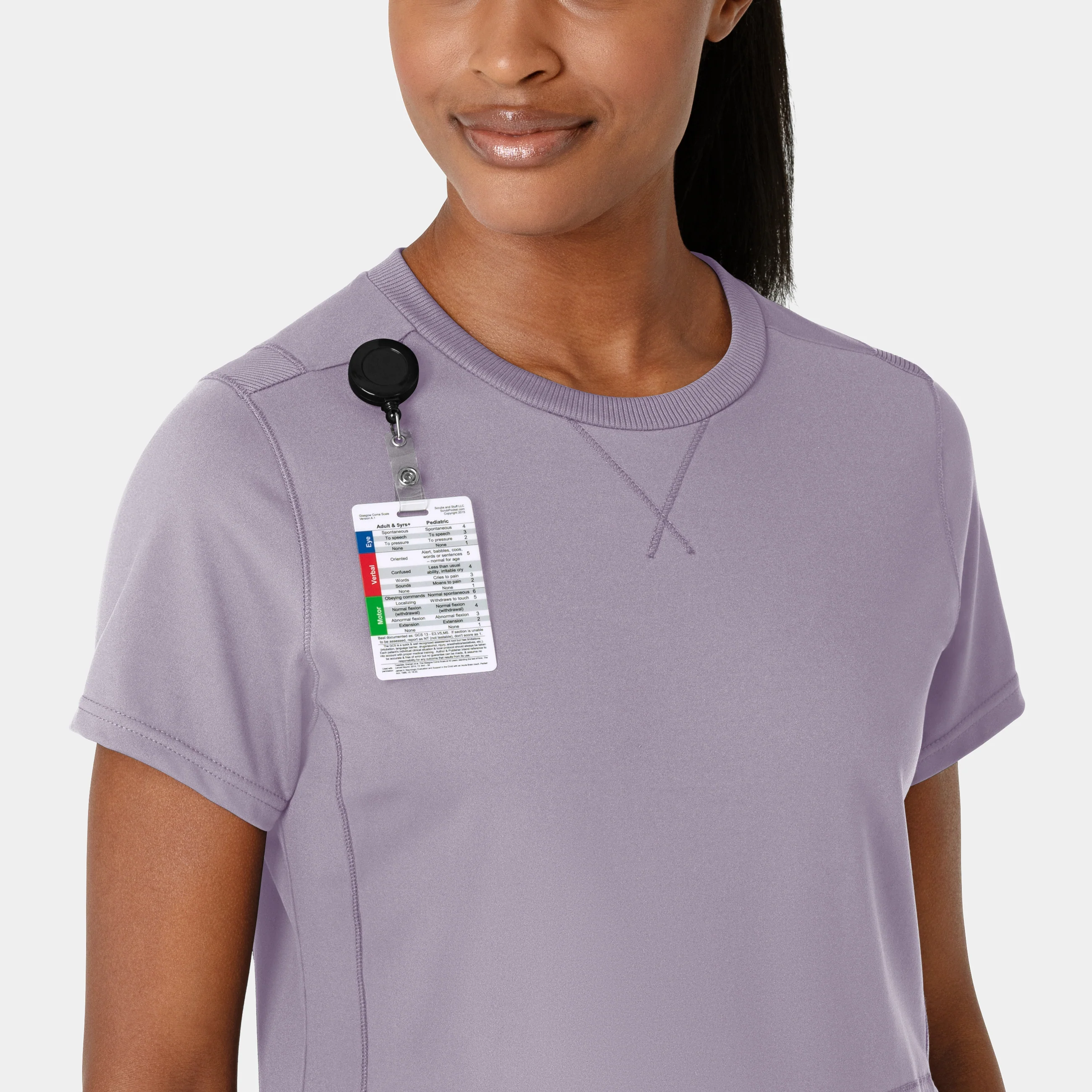 RENEW Knit Women's Flex-n-Reach Crew Neck Scrub Top - Wisteria - Image 4