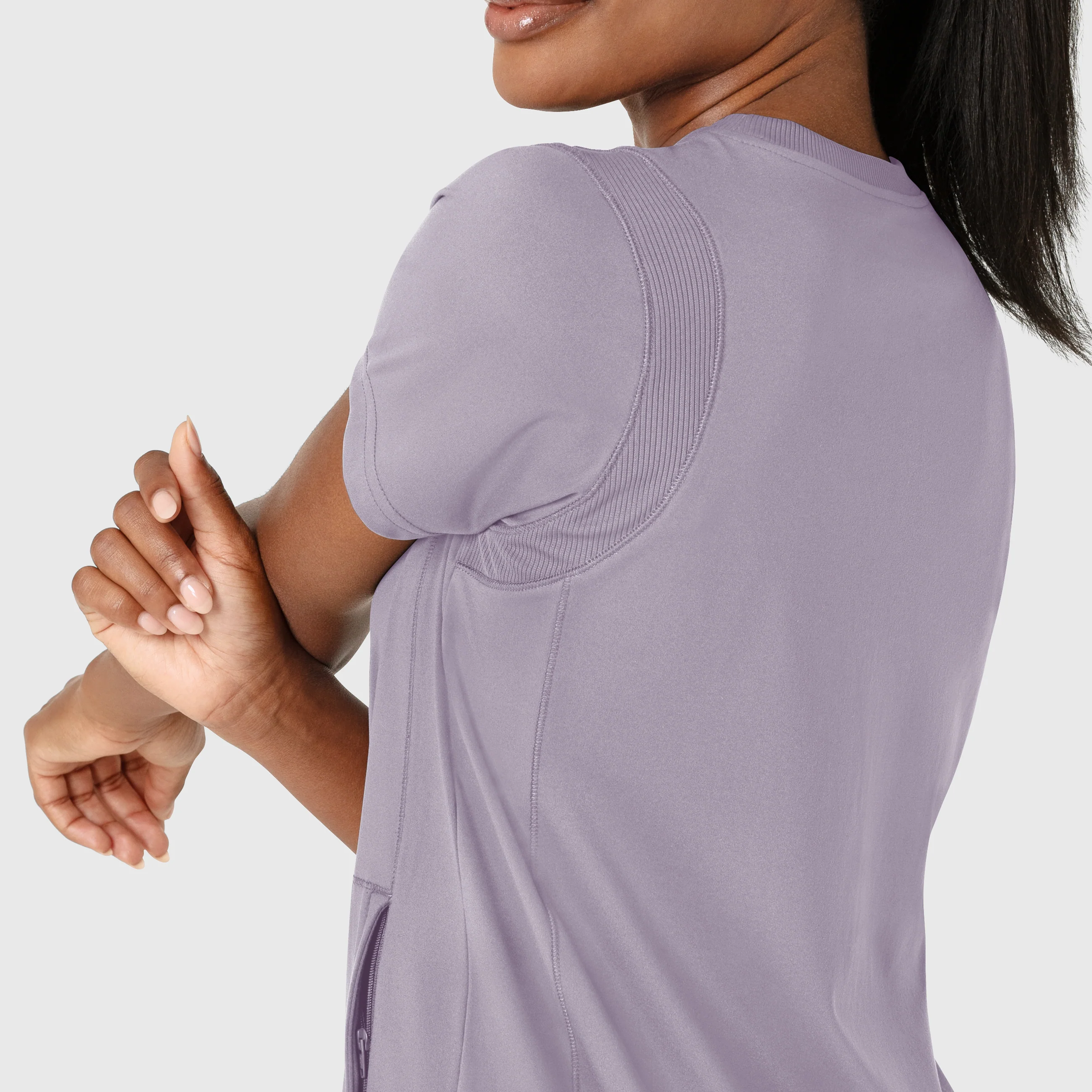 RENEW Knit Women's Flex-n-Reach Crew Neck Scrub Top - Wisteria - Image 6