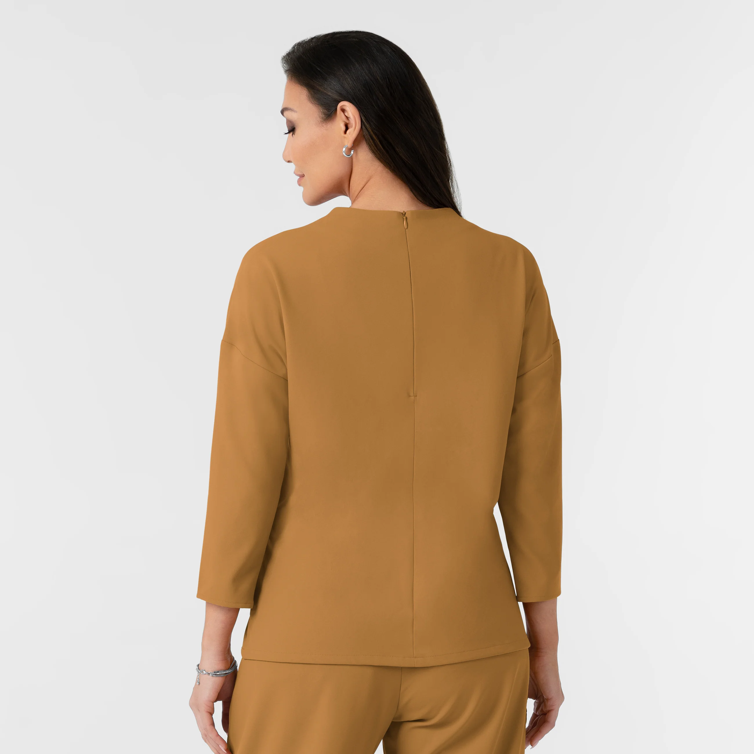 BLK Edit Women's Mock Neck 3/4 Sleeve Scrub Blouse - Auburn - Image 3
