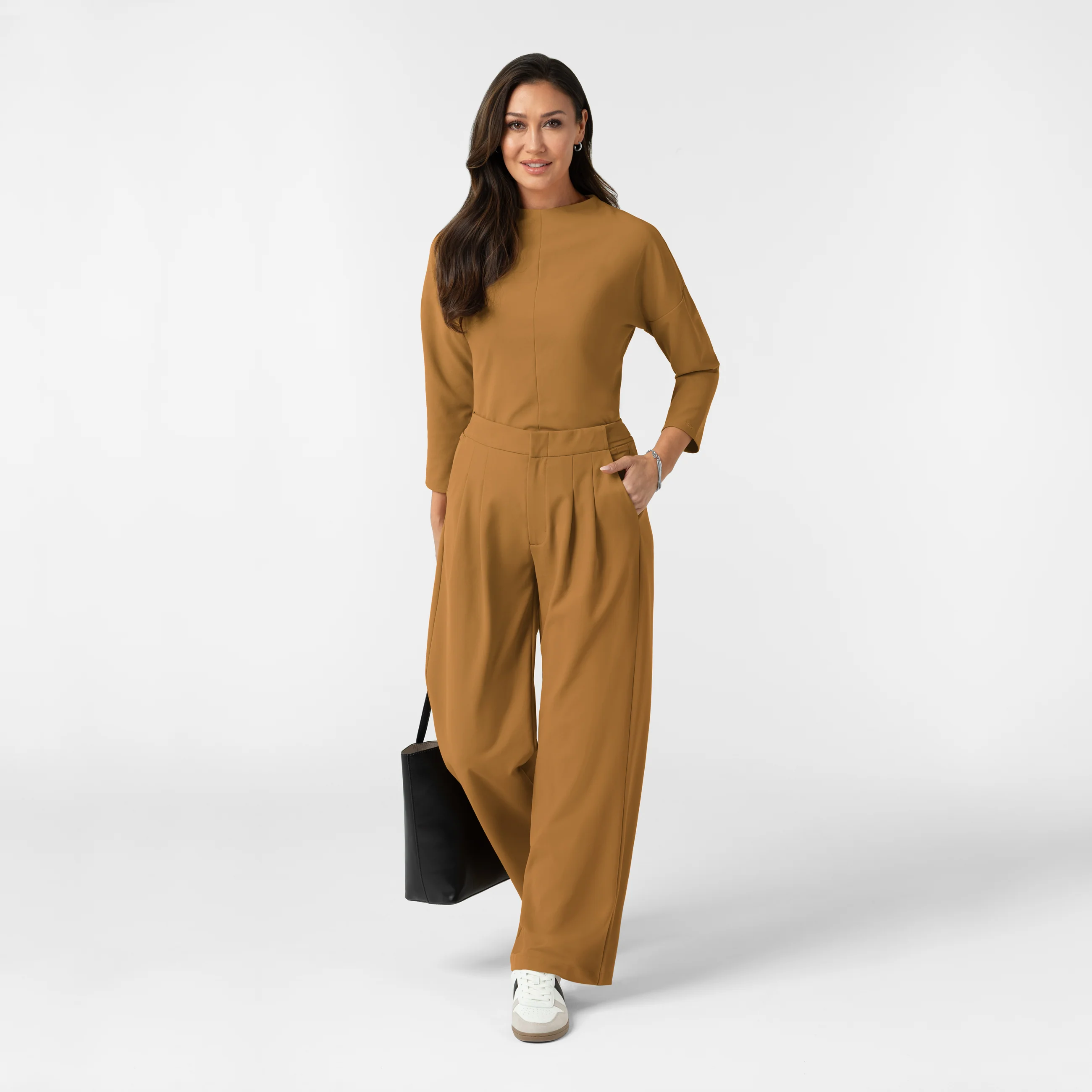 BLK Edit Women's Mock Neck 3/4 Sleeve Scrub Blouse - Auburn - Image 4