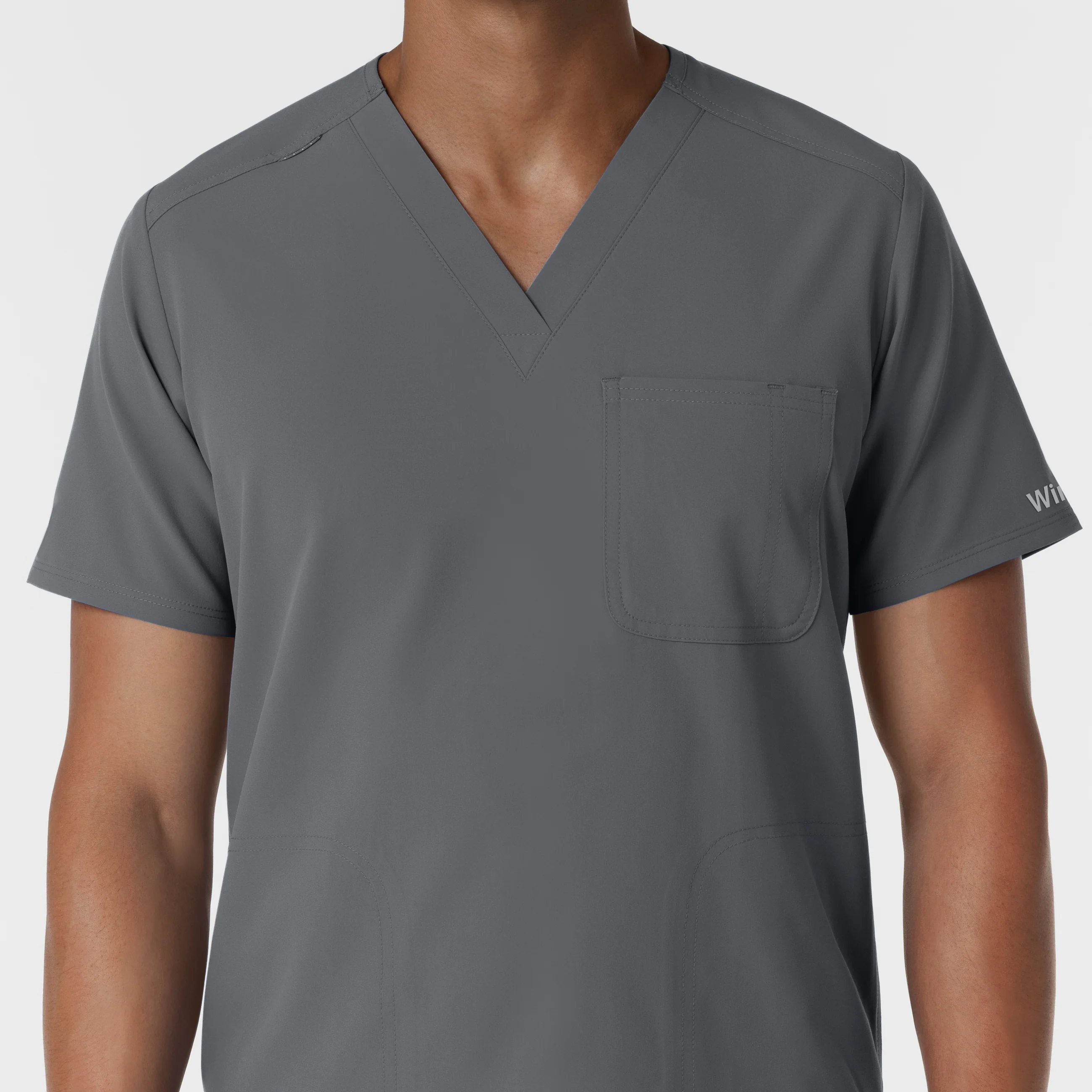 NURTUR Men's V-Neck Scrub Top - Pewter - Image 5