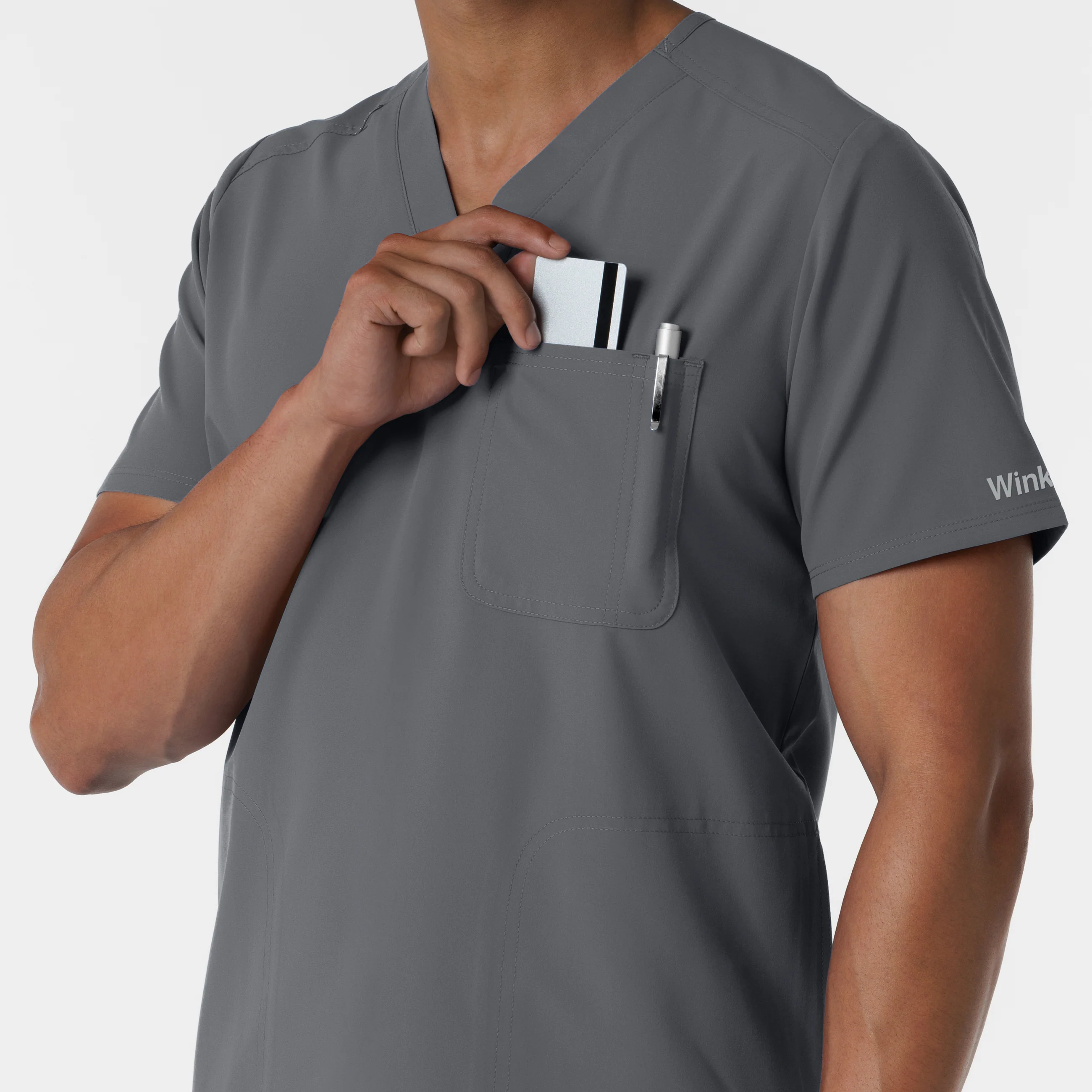 NURTUR Men's V-Neck Scrub Top - Pewter - Image 7