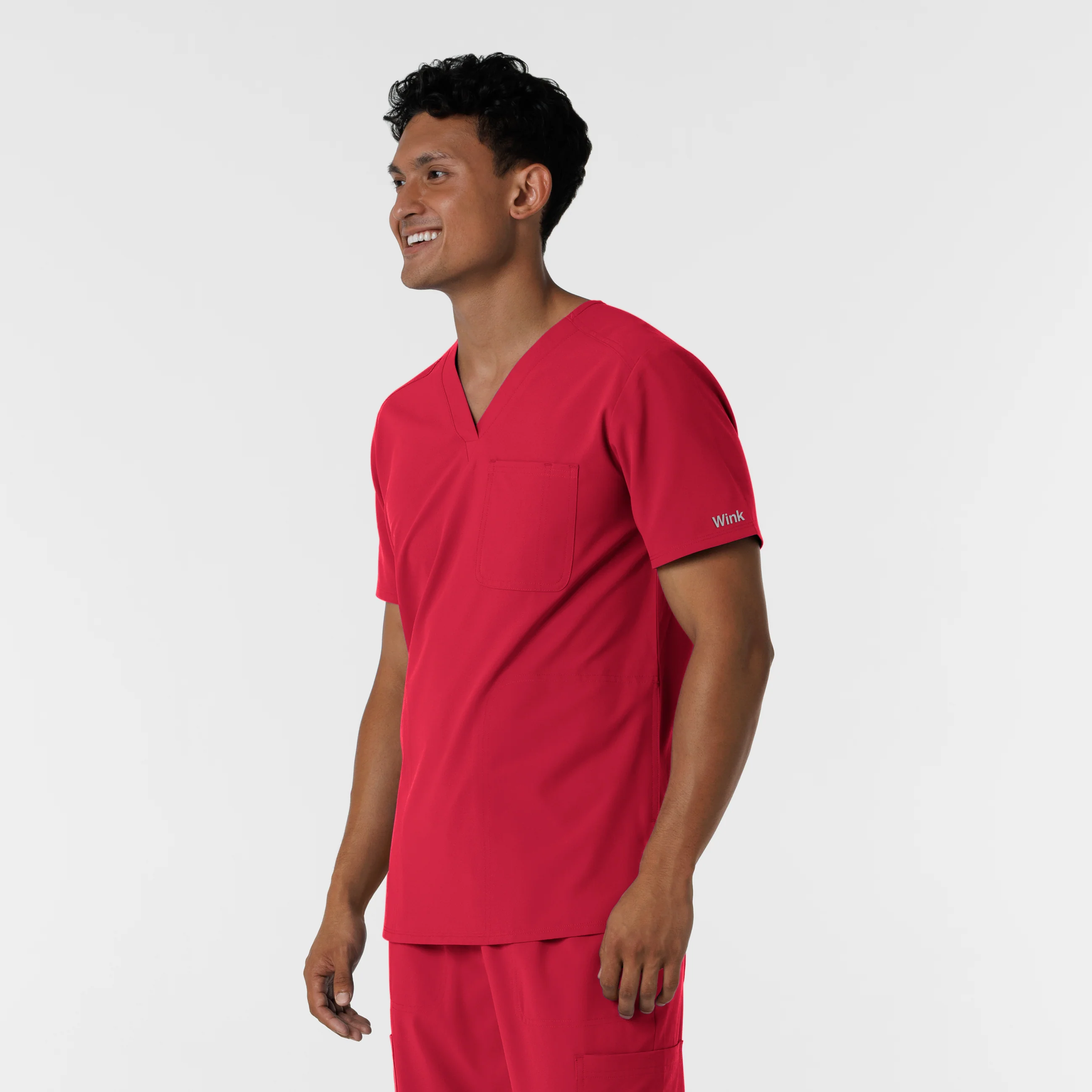 Nurtur Men's V-Neck Scrub Top - Red - Image 4