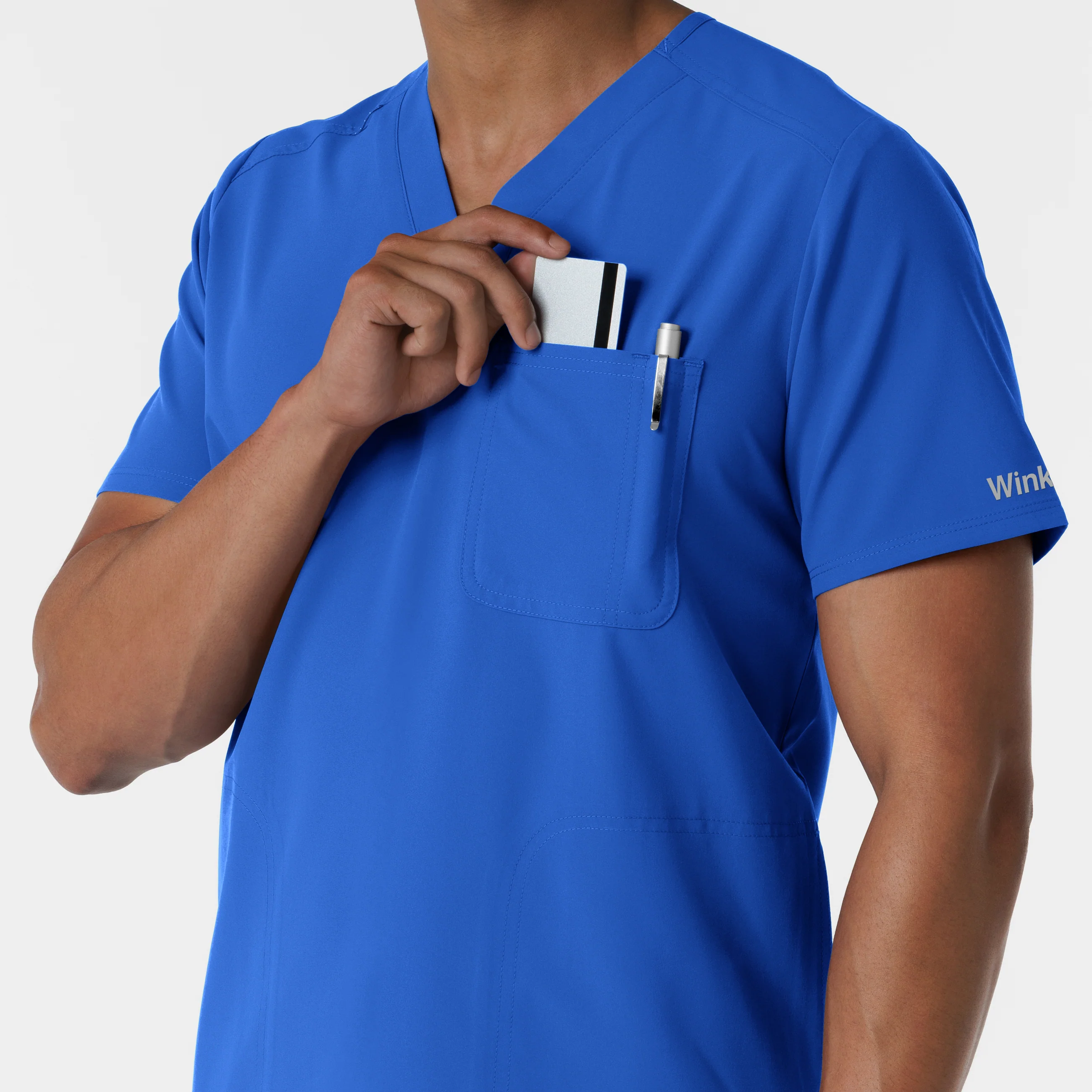 NURTUR Men's V-Neck Scrub Top - Royal - Image 7
