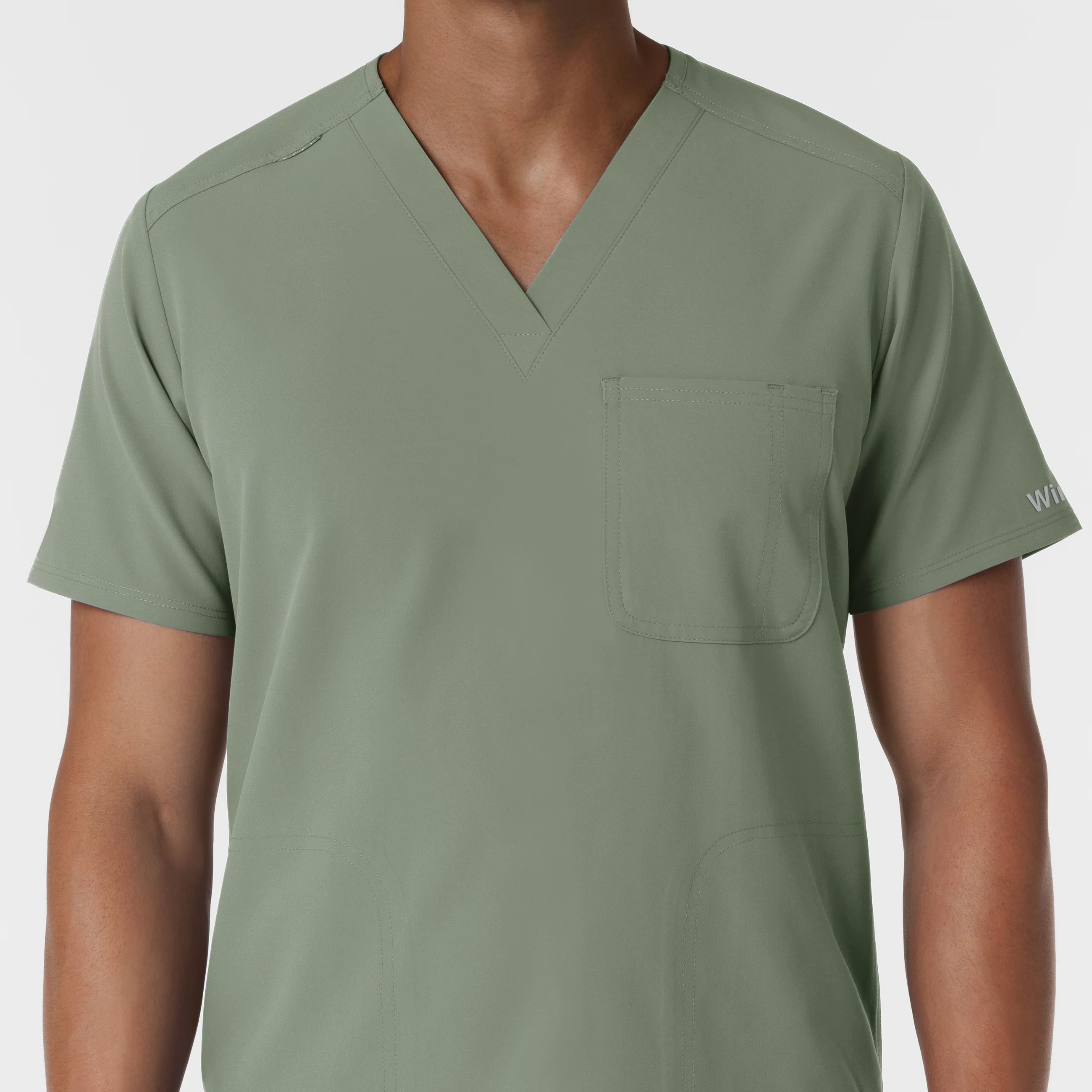 NURTUR Men's V-Neck Scrub Top - Sage - Image 5