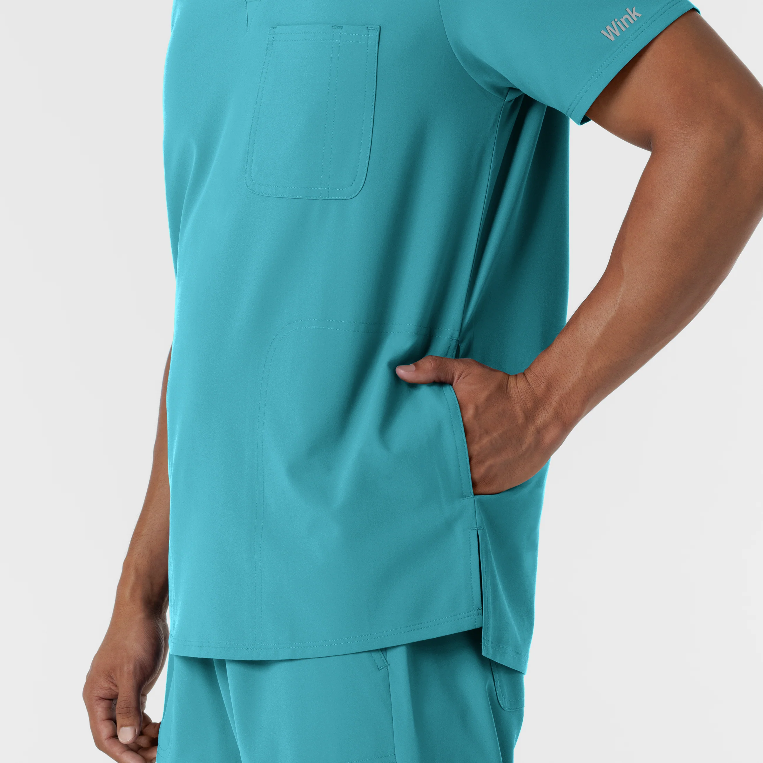 Nurtur Men's V-Neck Scrub Top - Teal Blue - Image 8