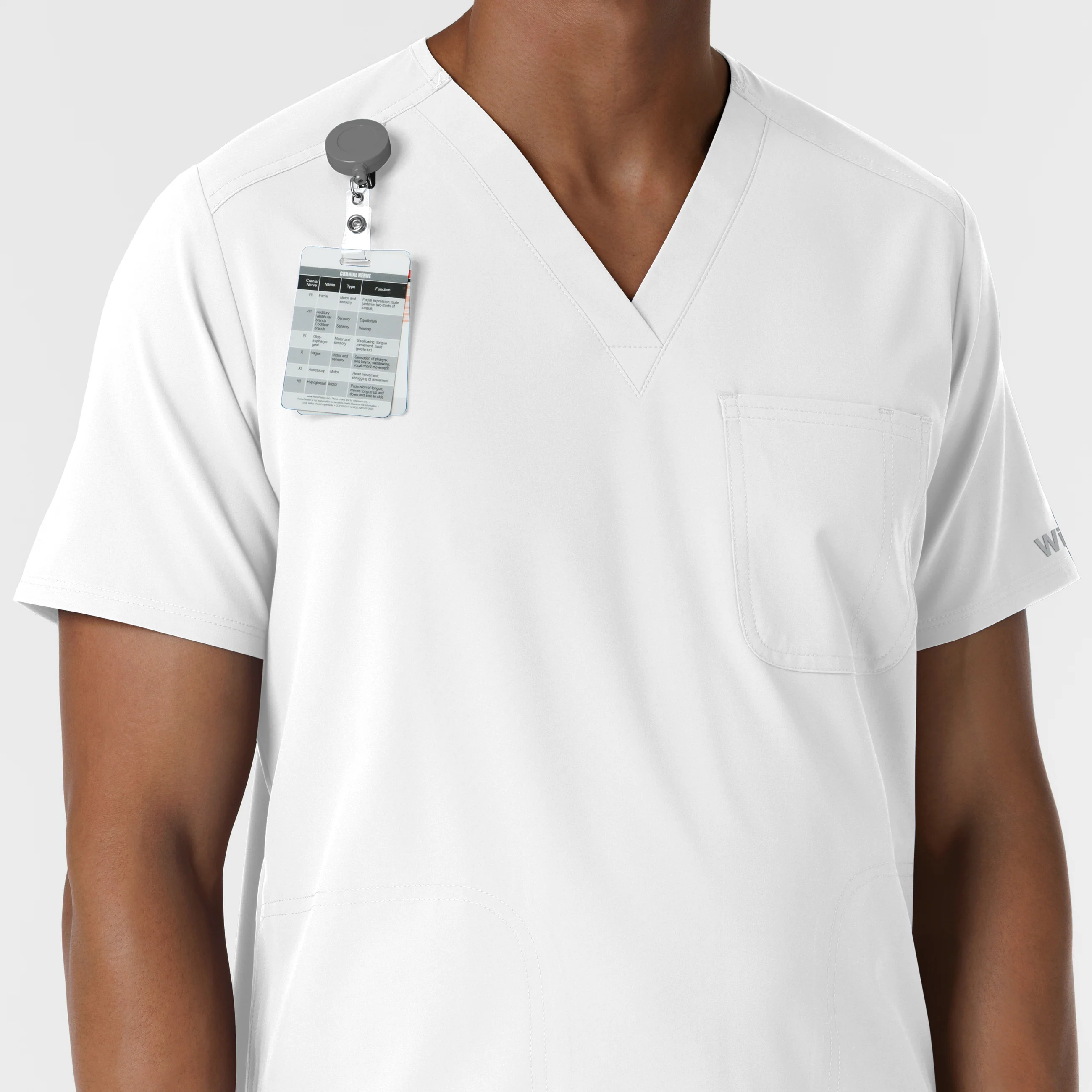 NURTUR Men's V-Neck Scrub Top - White - Image 6