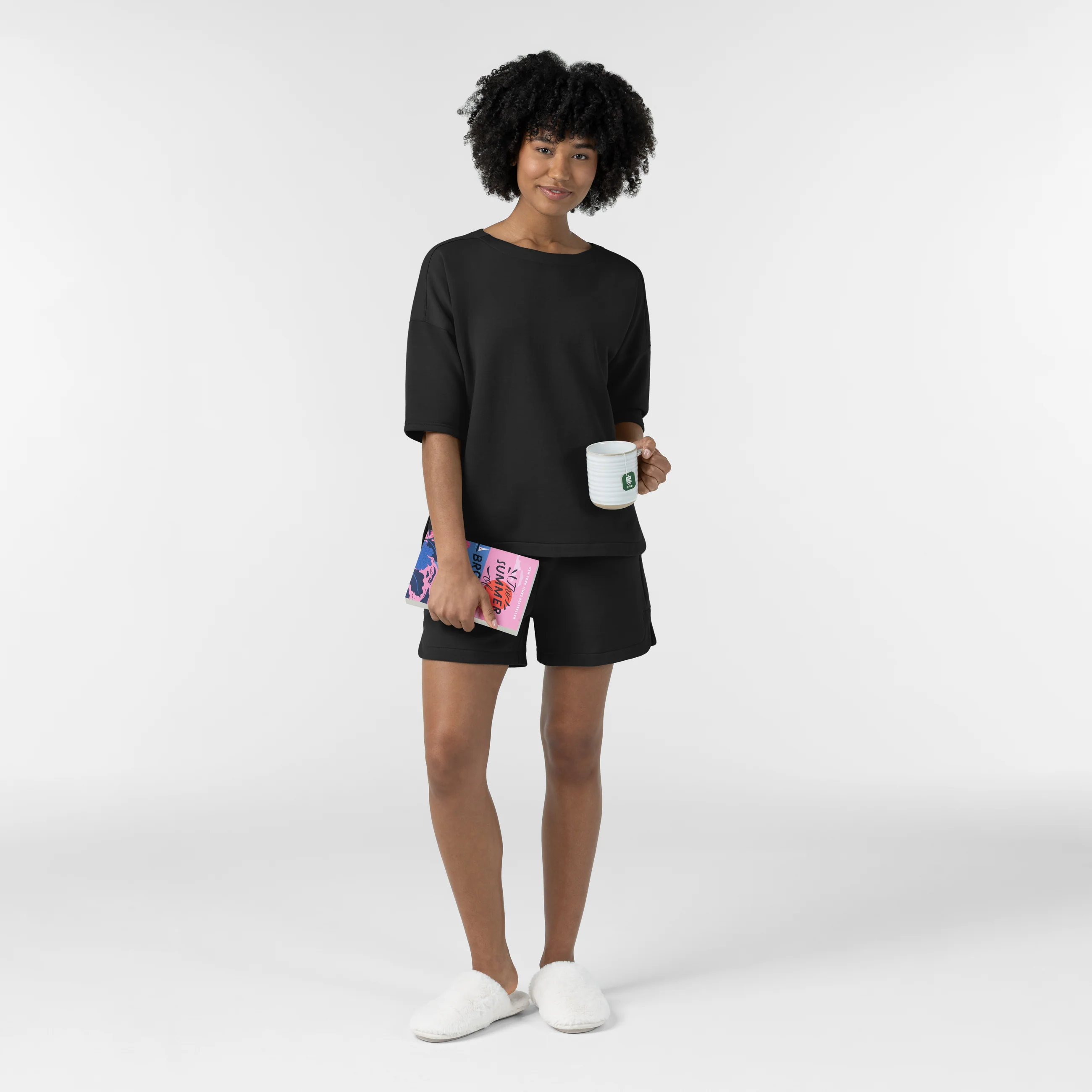 Unwind & Lounge Women's Fleece Relaxed Pullover - Black - Image 4