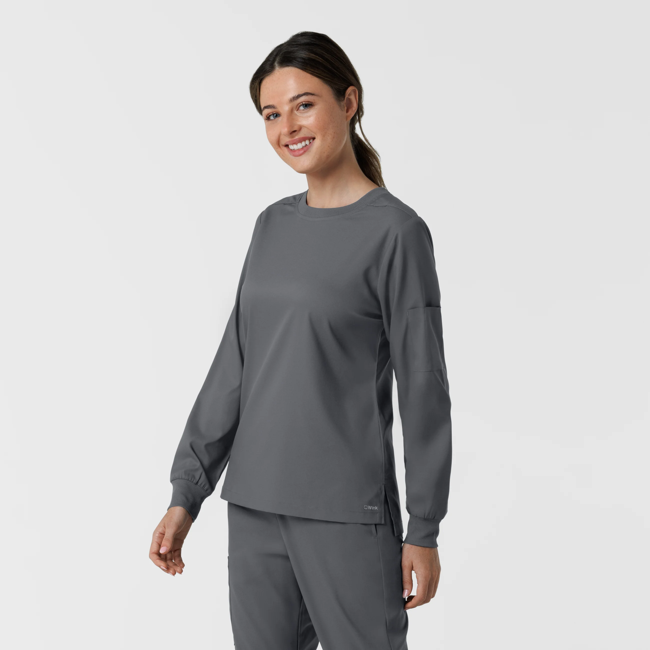 Boundless Women's Classic Long Sleeve Scrub Top - Pewter - Image 4