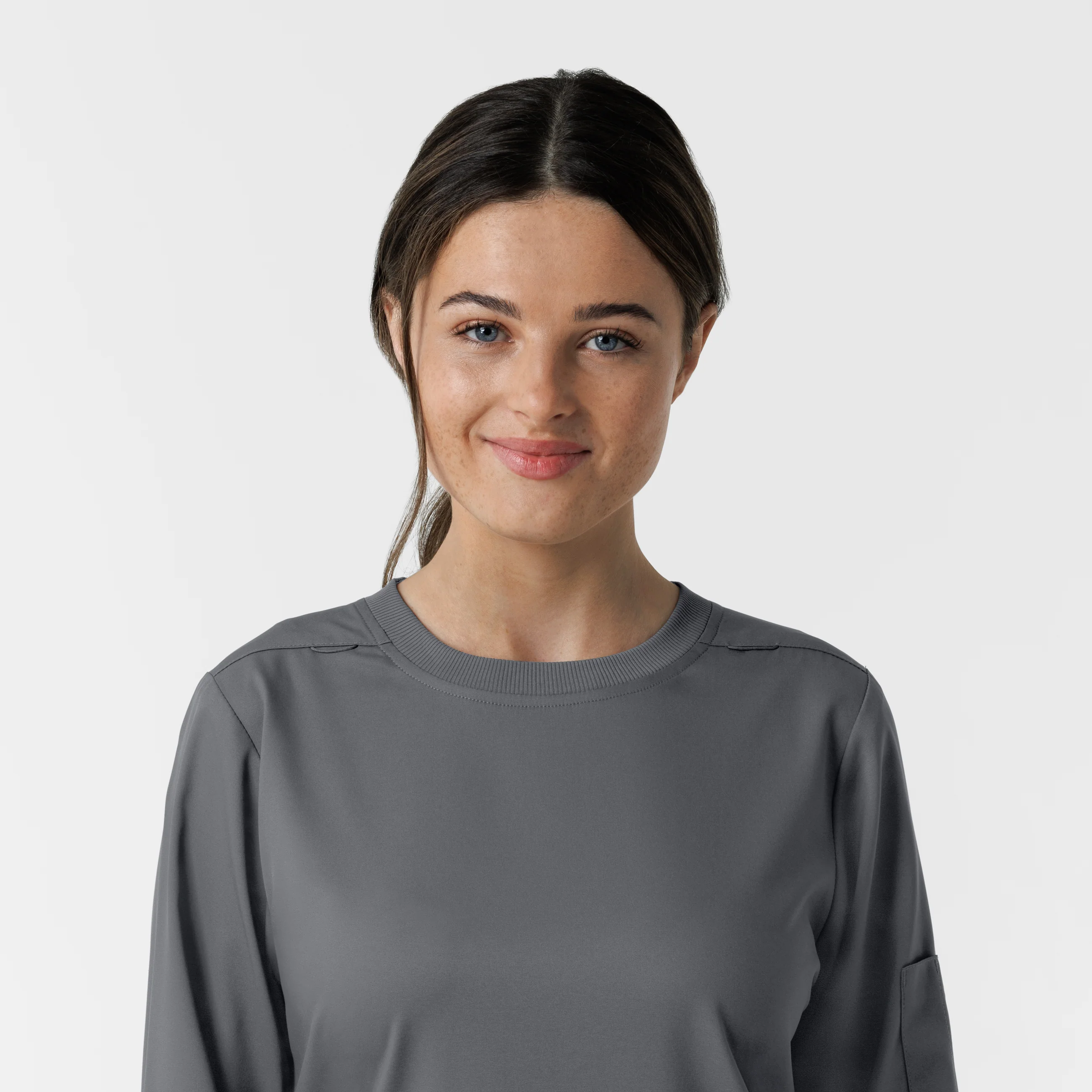Boundless Women's Classic Long Sleeve Scrub Top - Pewter - Image 5