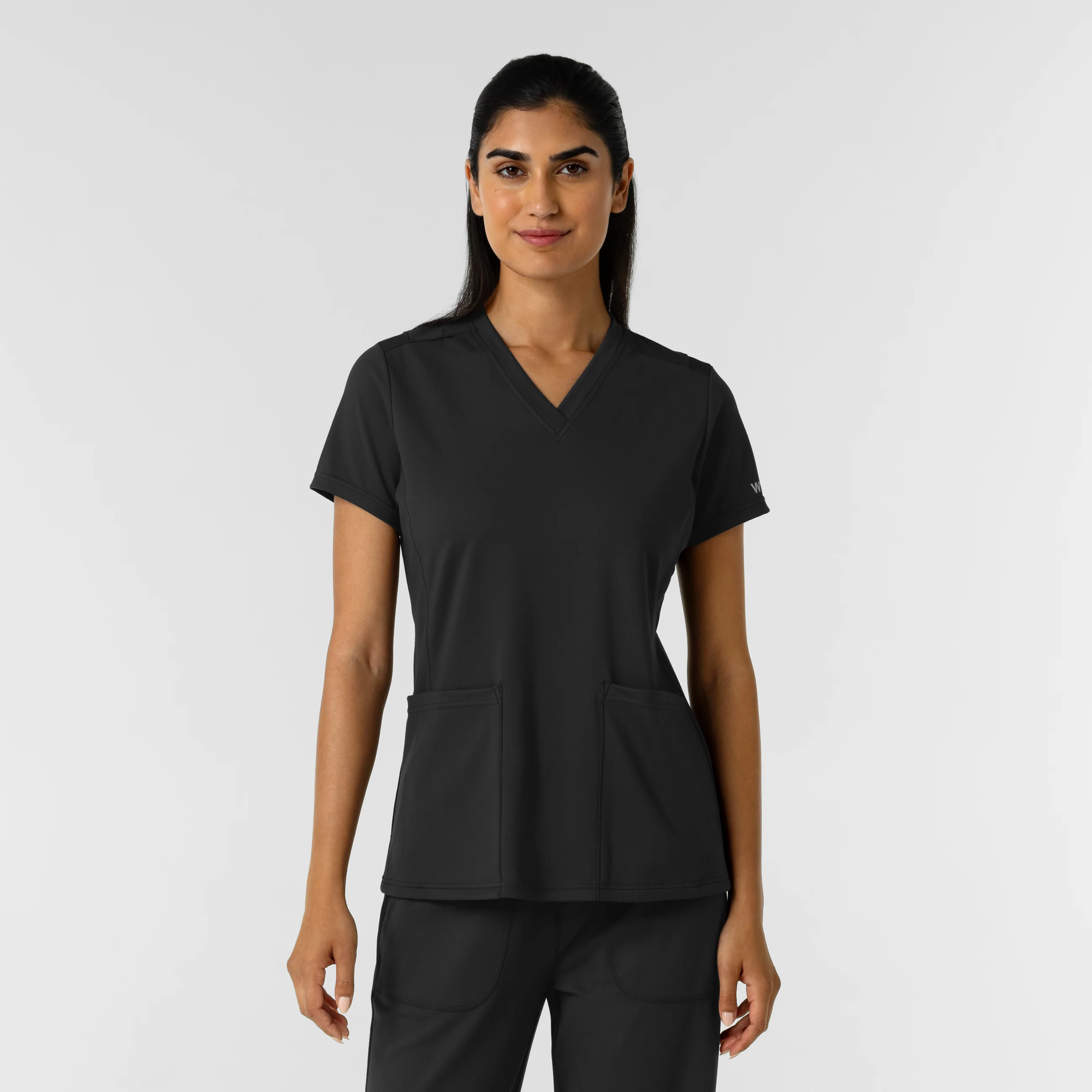 RENEW Knit Women's 2-Pocket Scrub Top - Black