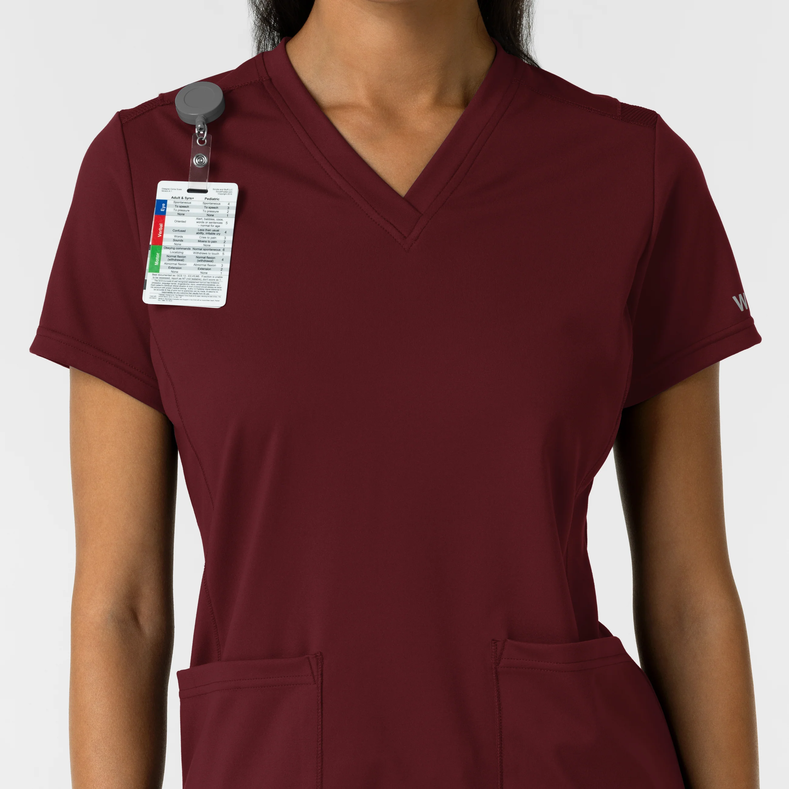 RENEW Knit Women's 2-Pocket Scrub Top - Burgundy - Image 6