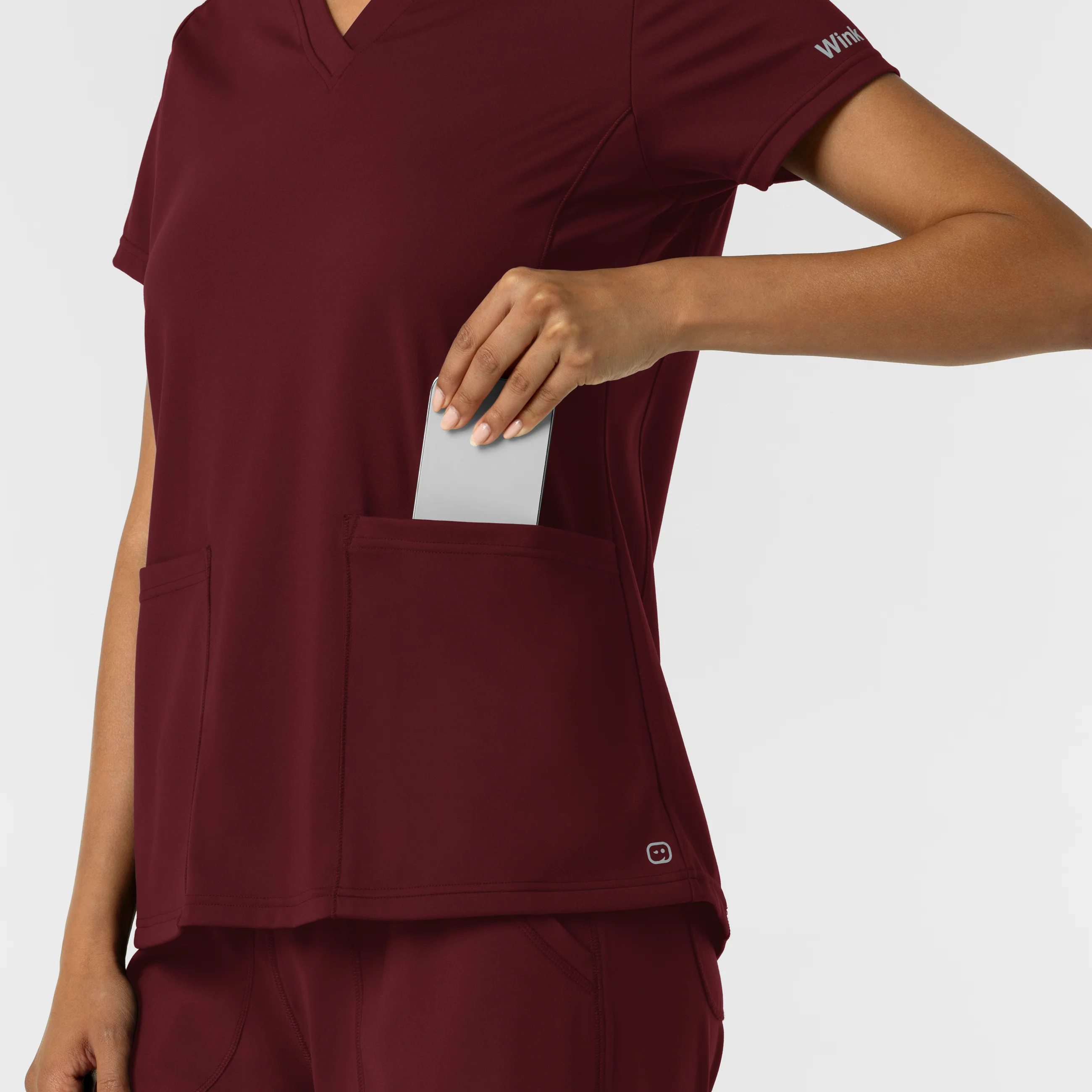 RENEW Knit Women's 2-Pocket Scrub Top - Burgundy - Image 8
