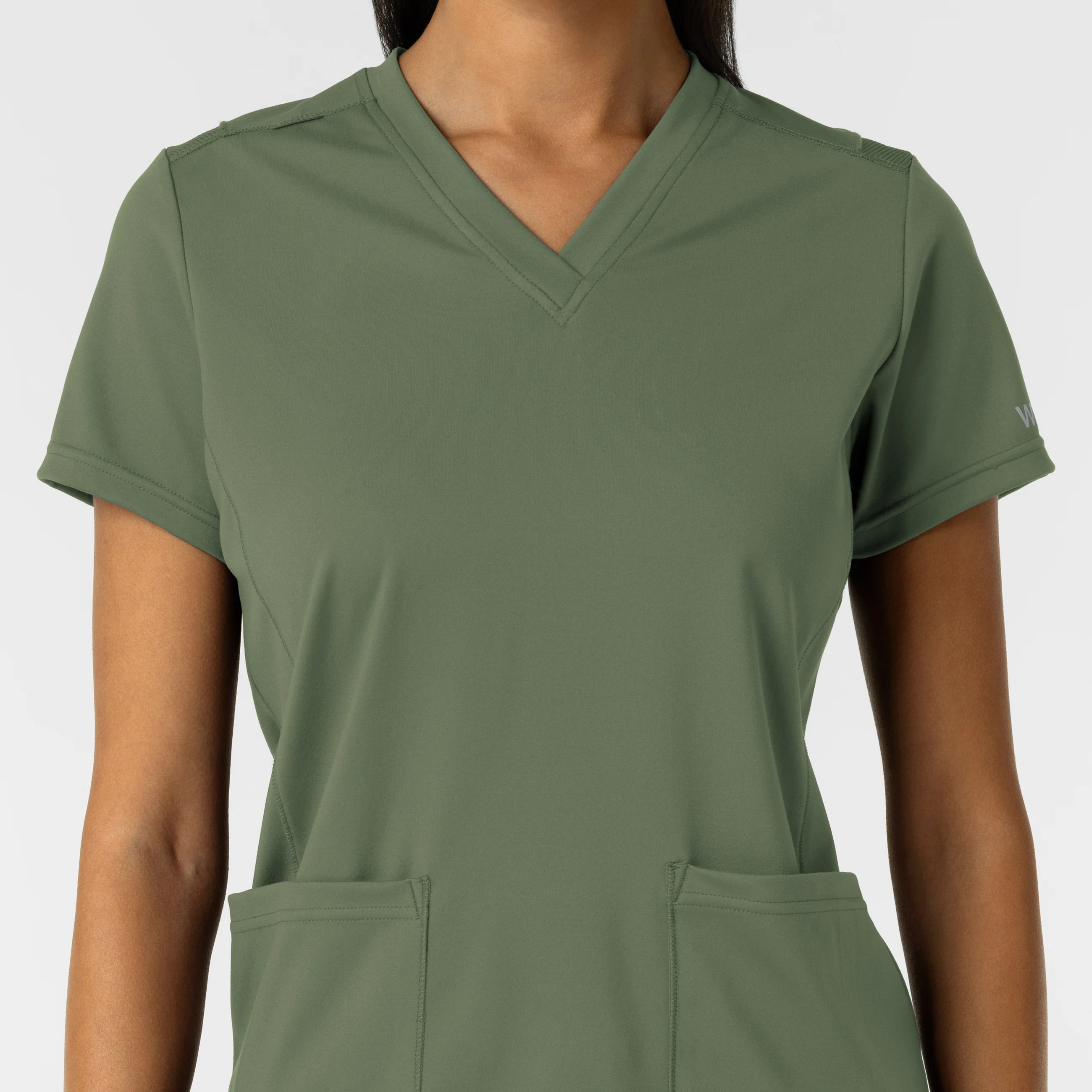 RENEW Knit Women's 2-Pocket Scrub Top - Olive - Image 5