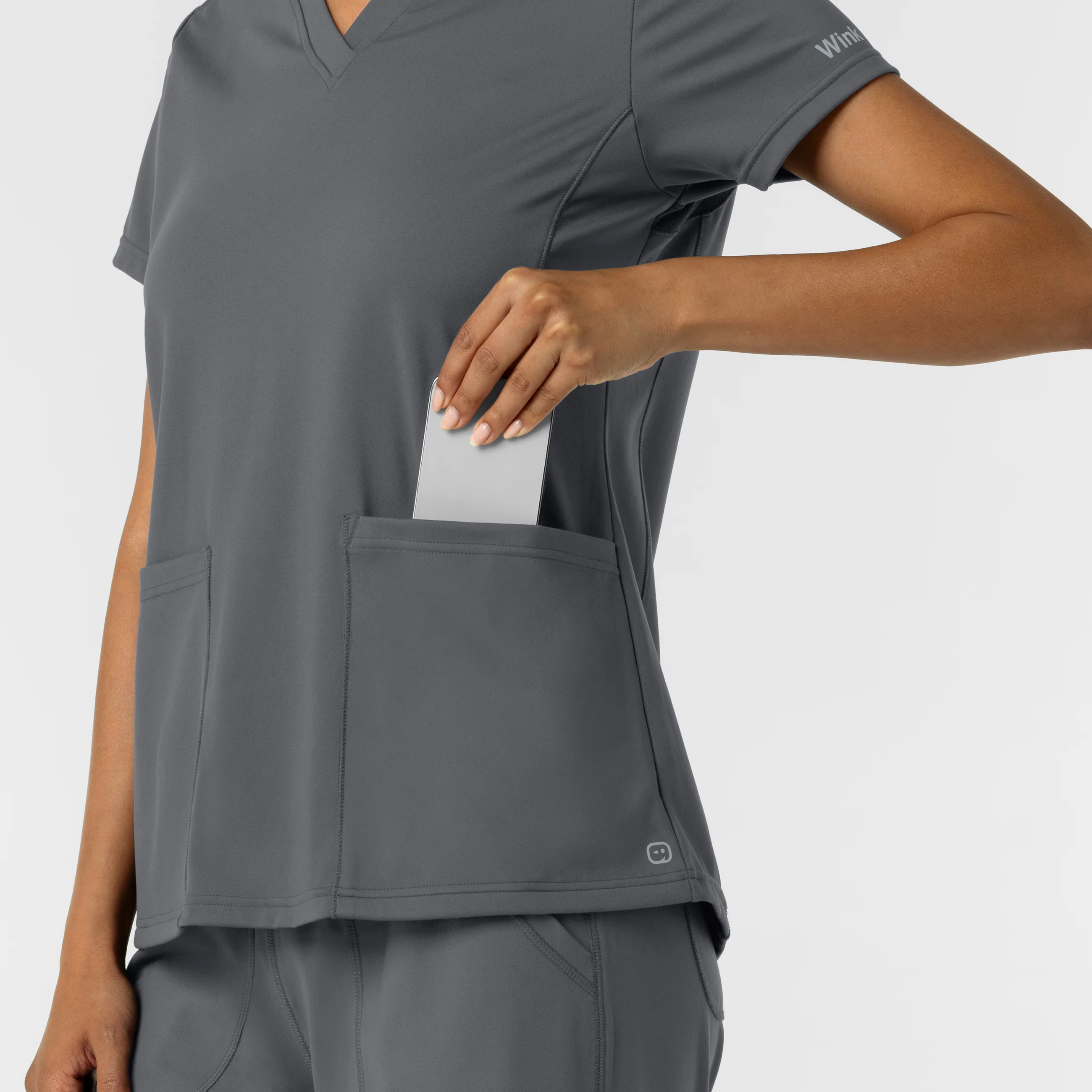 RENEW Knit Women's 2-Pocket Scrub Top - Pewter - Image 8