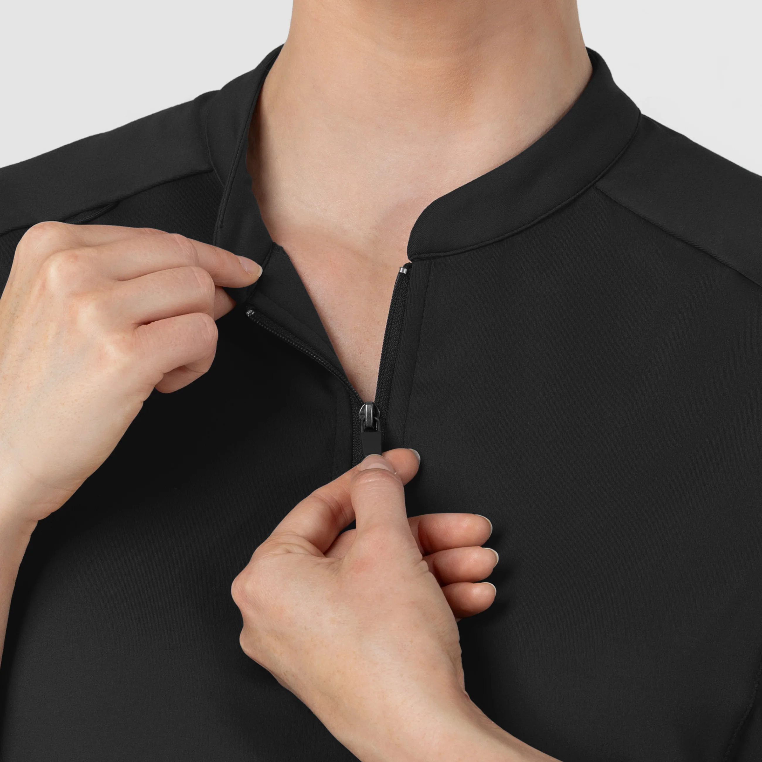 RENEW Knit Women's The Rounds Half-Zip Mid Sleeve Scrub Top - Black - Image 10