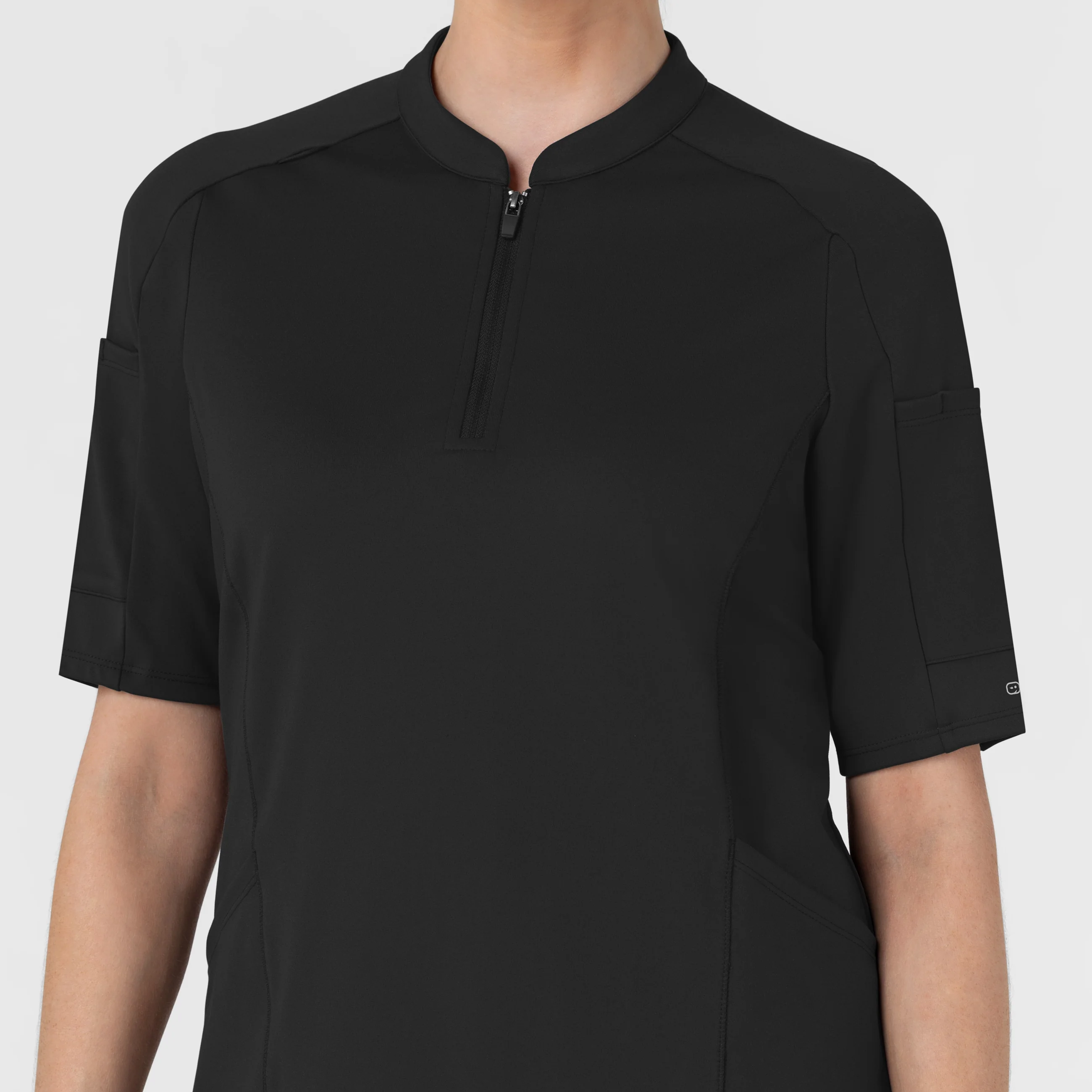 RENEW Knit Women's The Rounds Half-Zip Mid Sleeve Scrub Top - Black - Image 11