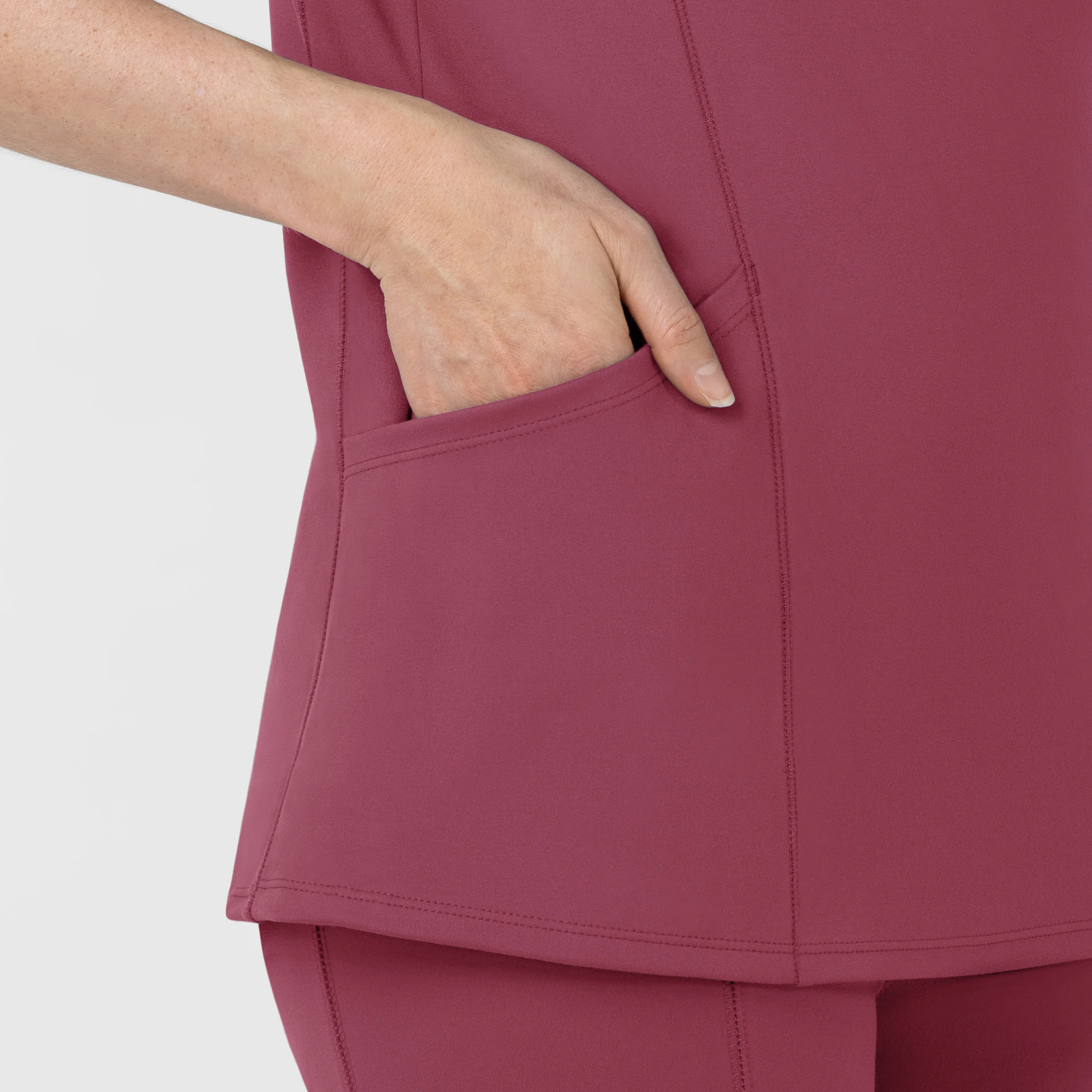 RENEW Knit Women's The Rounds Half-Zip Mid Sleeve Scrub Top - Carnation - Image 5