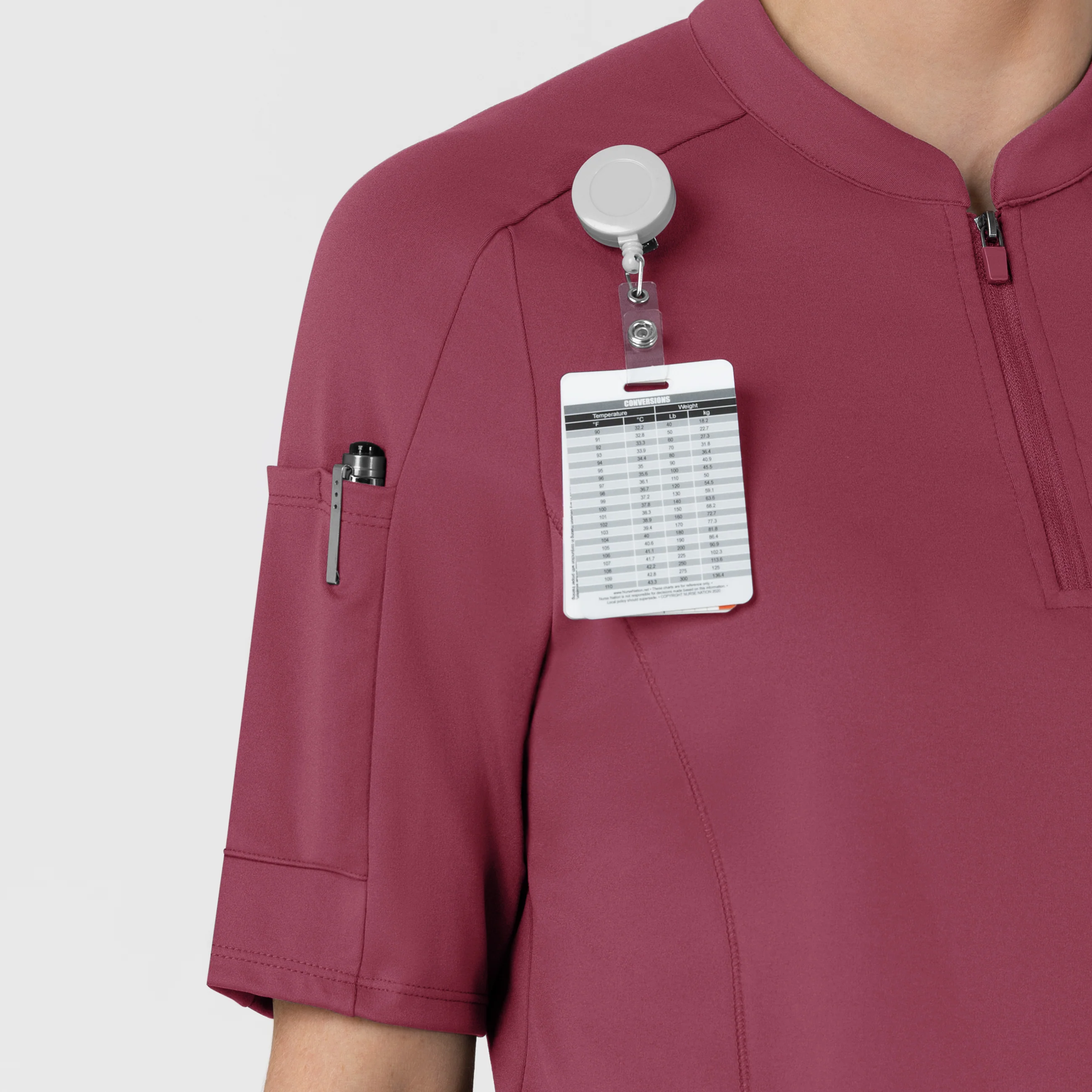 RENEW Knit Women's The Rounds Half-Zip Mid Sleeve Scrub Top - Carnation - Image 8