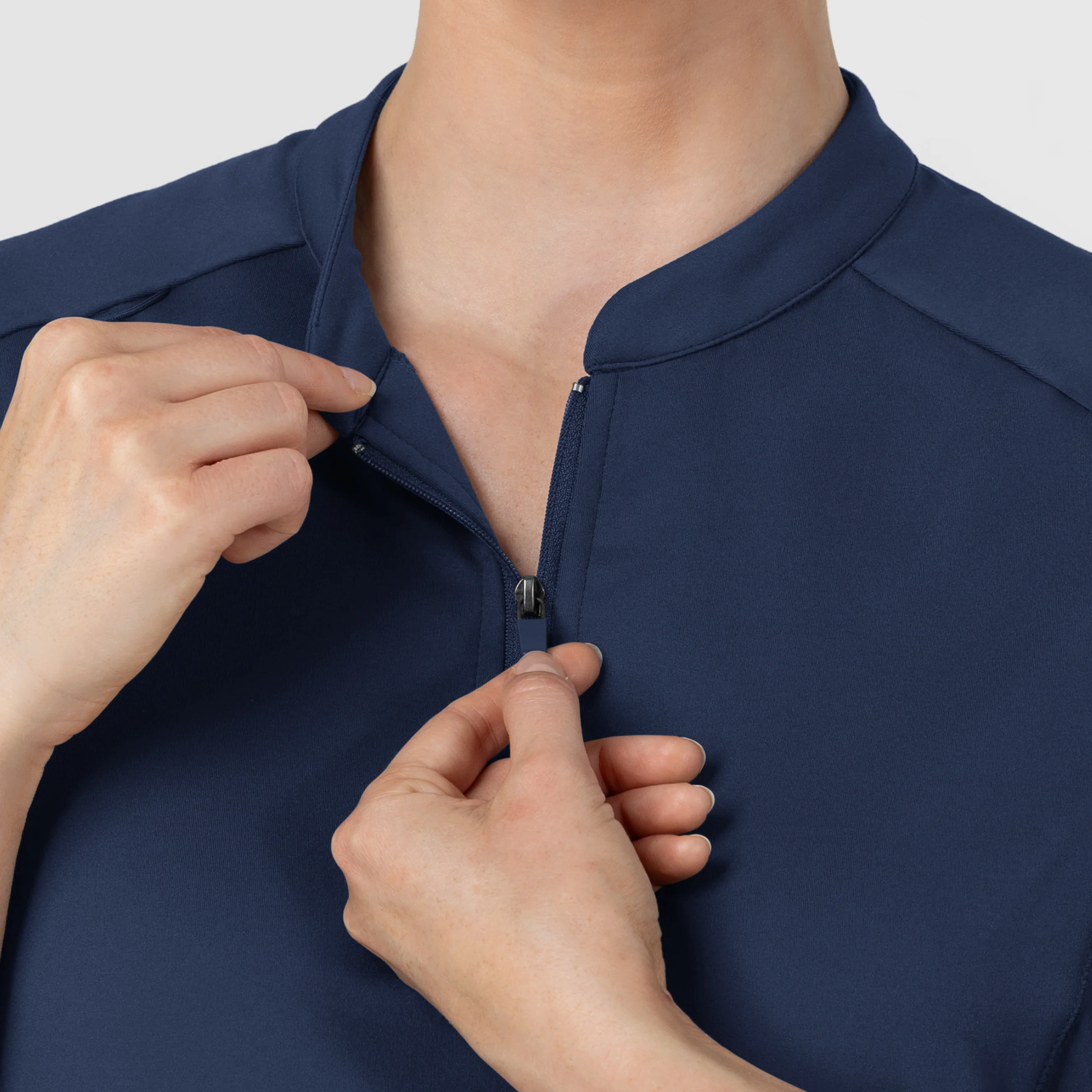 RENEW Knit Women's The Rounds Half-Zip Mid Sleeve Scrub Top - Navy - Image 10