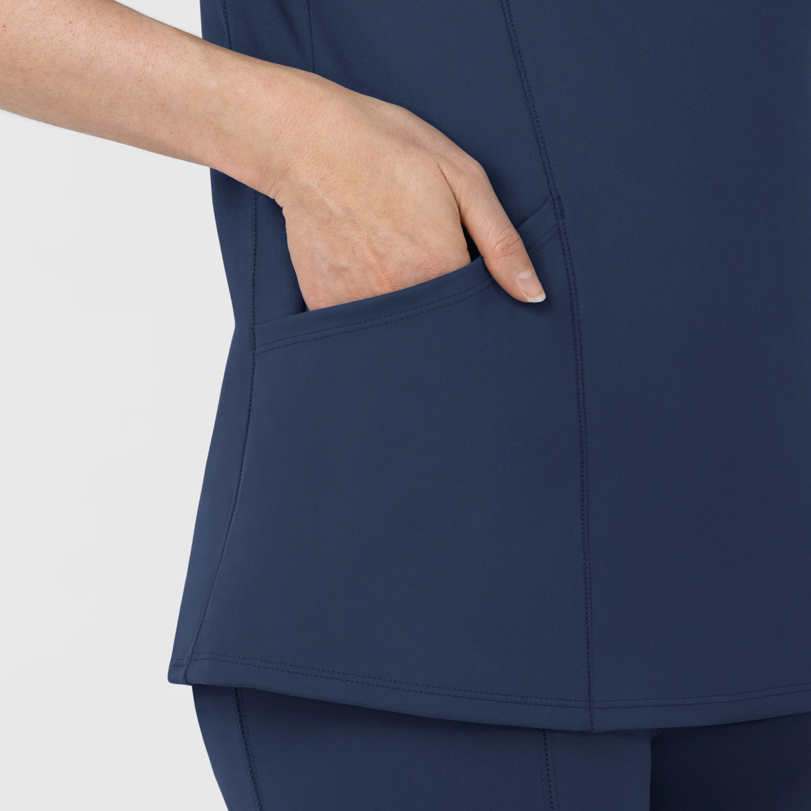 RENEW Knit Women's The Rounds Half-Zip Mid Sleeve Scrub Top - Navy - Image 5