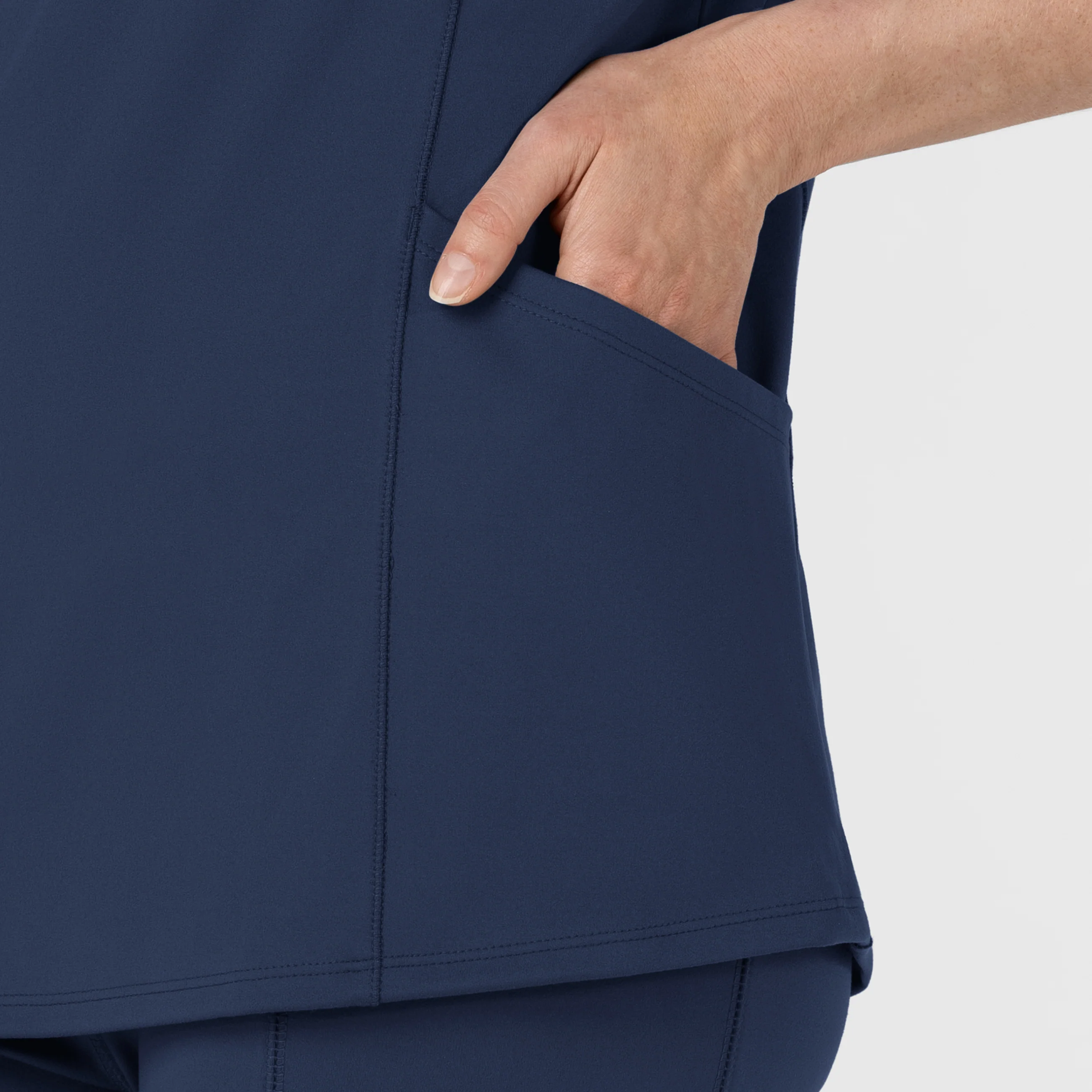 RENEW Knit Women's The Rounds Half-Zip Mid Sleeve Scrub Top - Navy - Image 6
