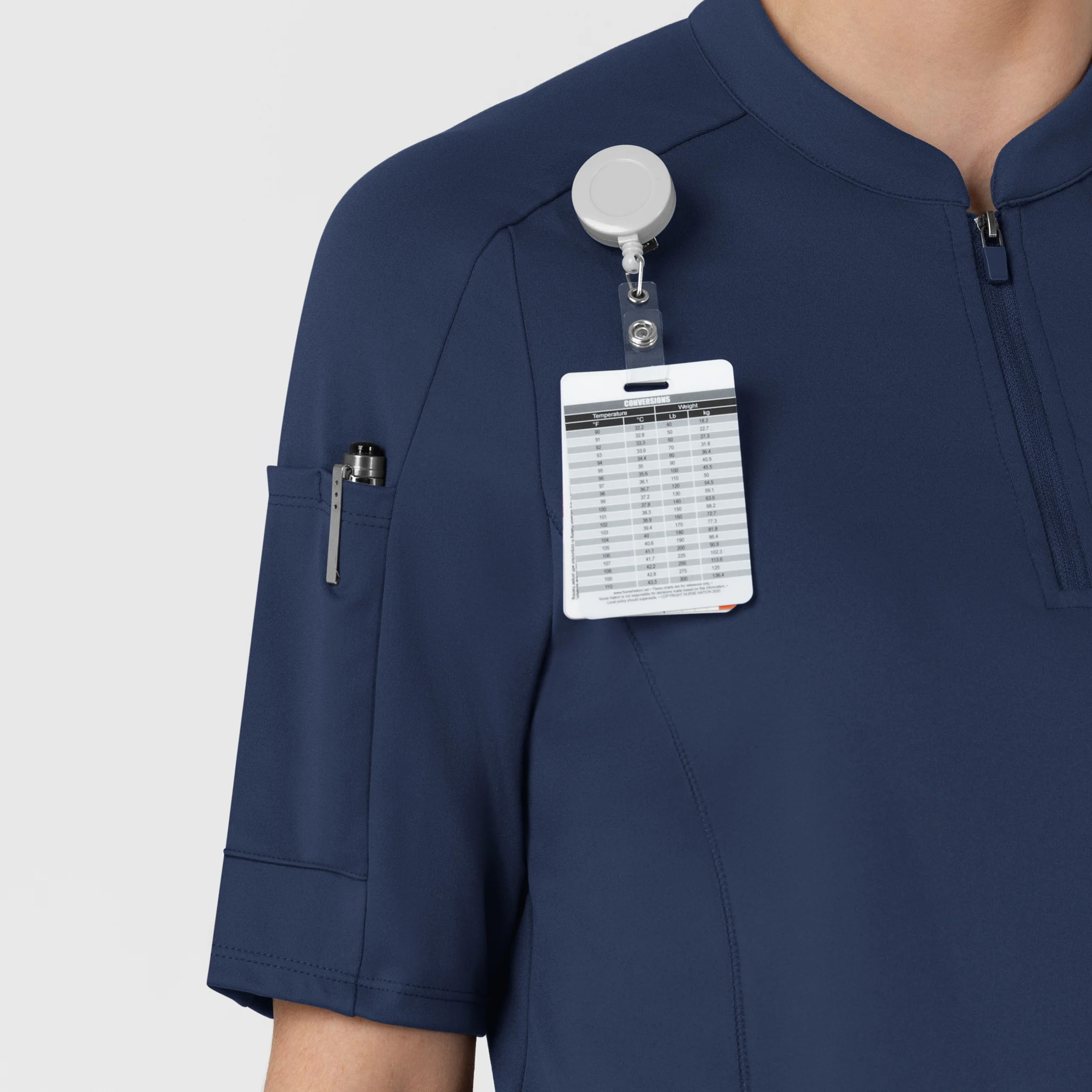 RENEW Knit Women's The Rounds Half-Zip Mid Sleeve Scrub Top - Navy - Image 8