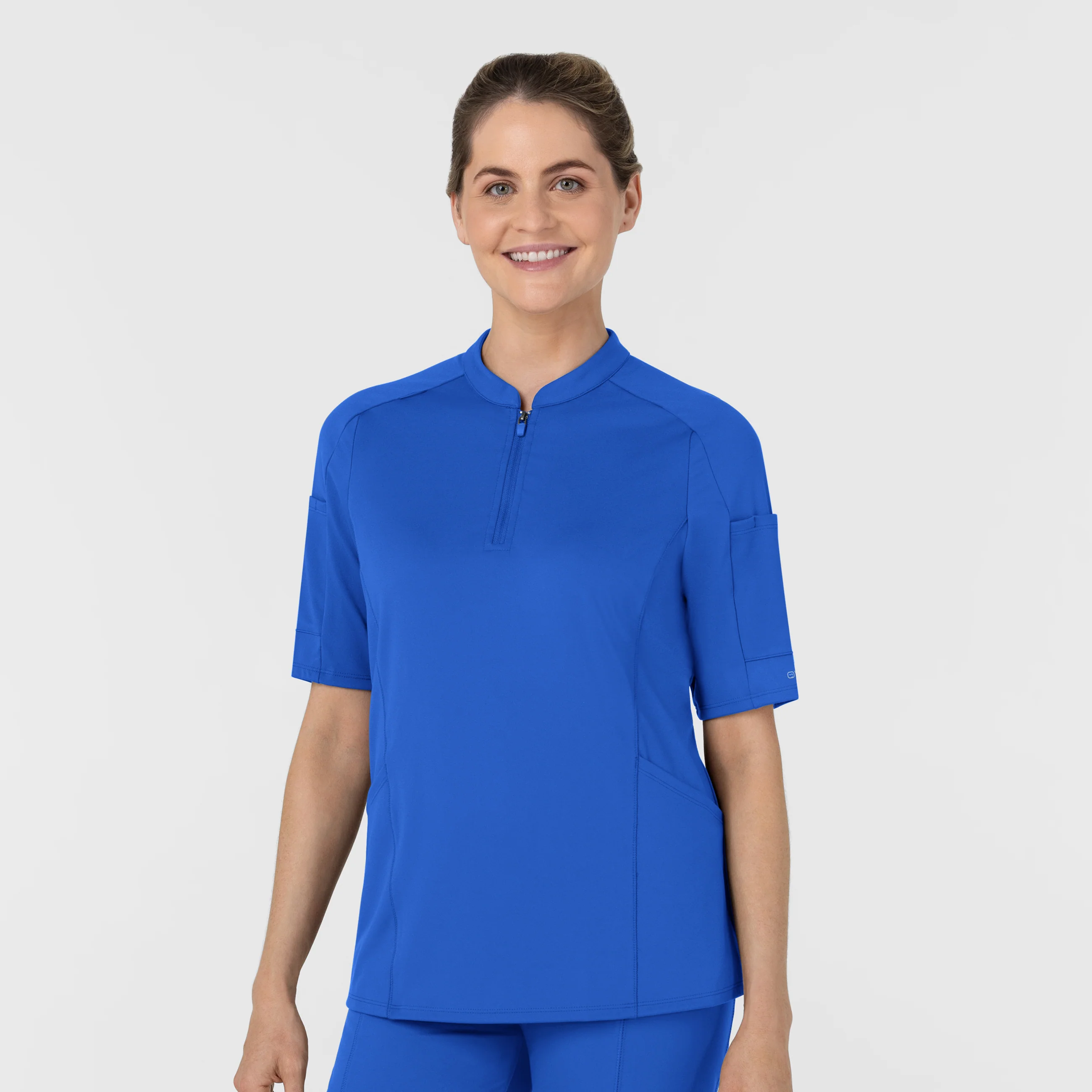 RENEW Knit Women's The Rounds Half-Zip Mid Sleeve Scrub Top - Royal - Image 4
