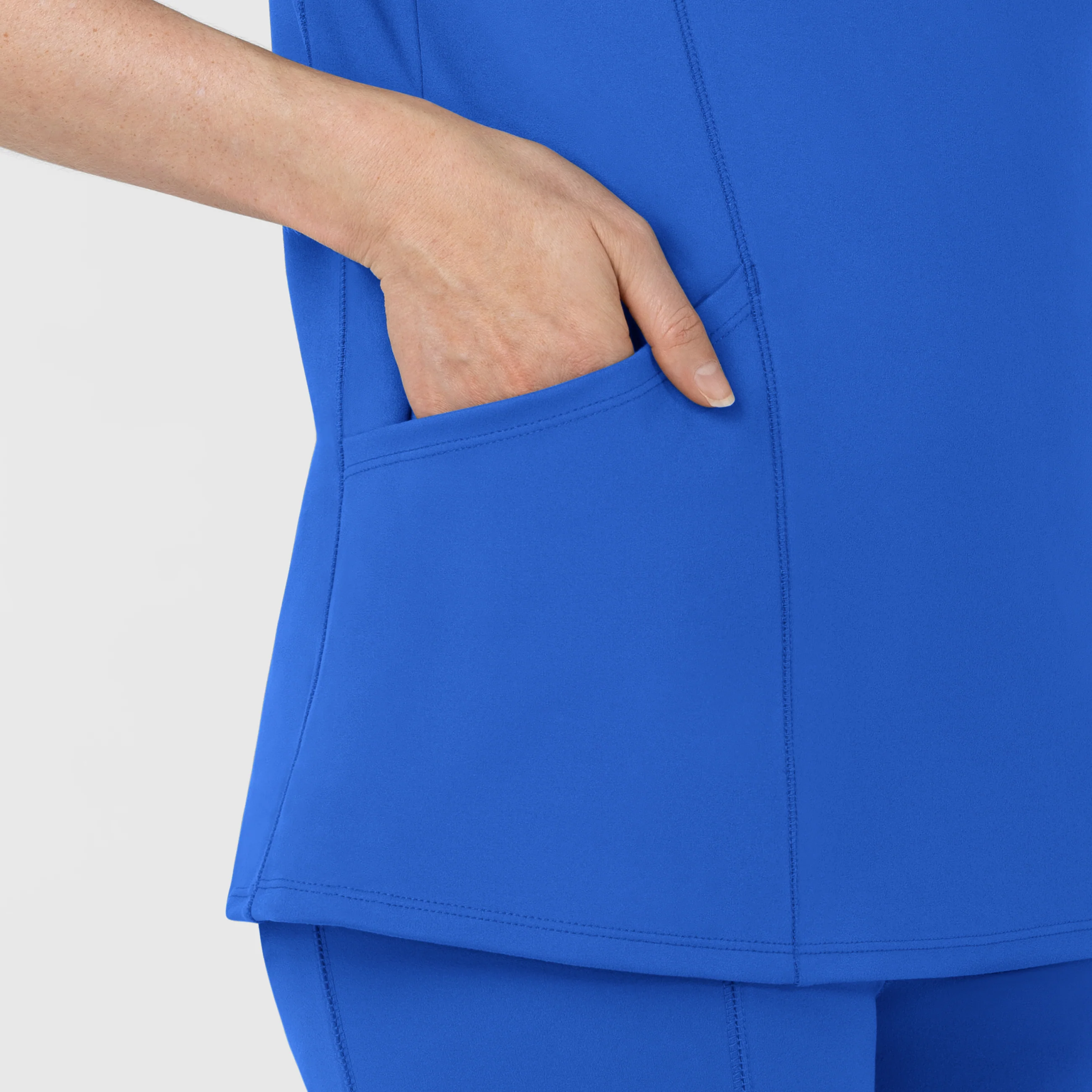 RENEW Knit Women's The Rounds Half-Zip Mid Sleeve Scrub Top - Royal - Image 5