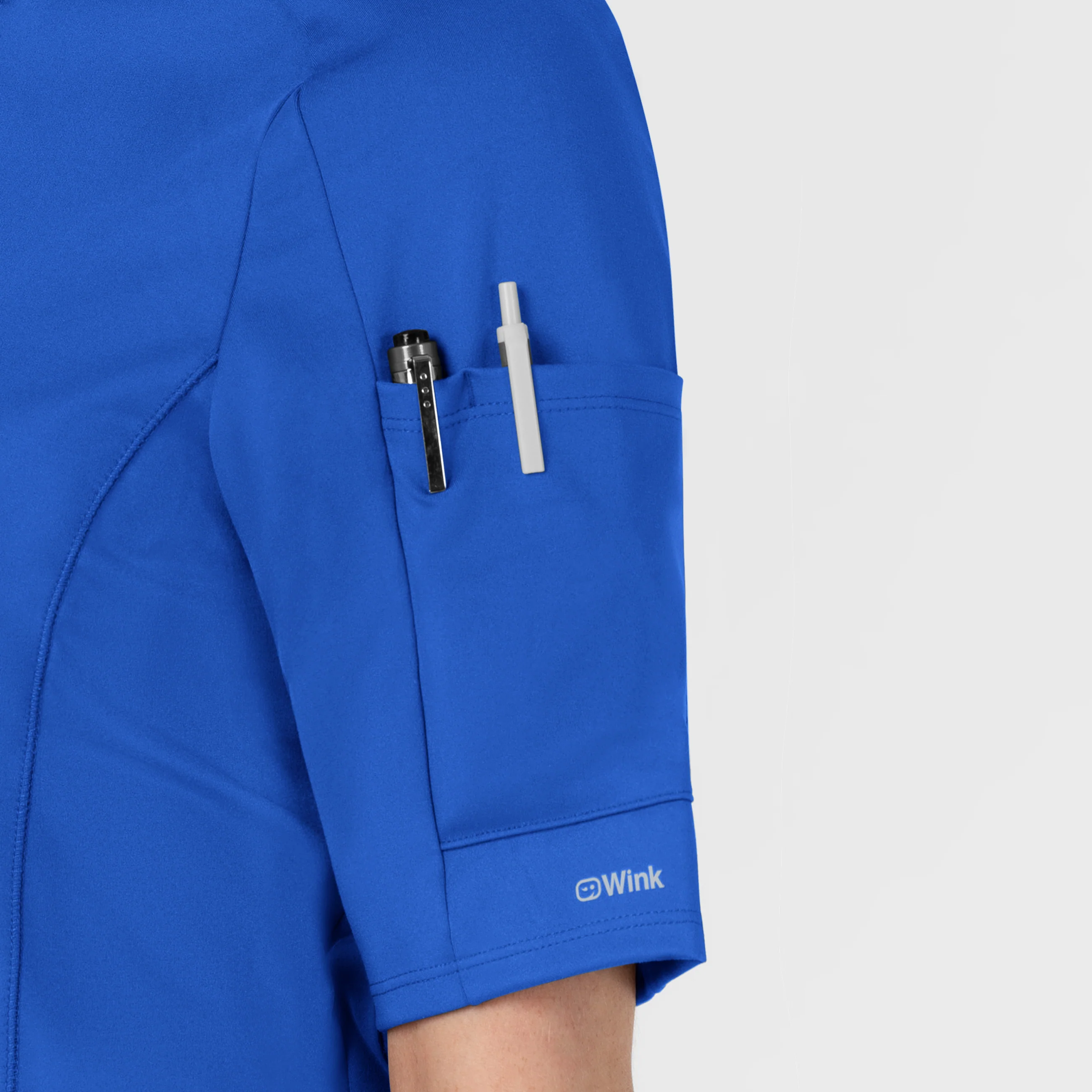 RENEW Knit Women's The Rounds Half-Zip Mid Sleeve Scrub Top - Royal - Image 7